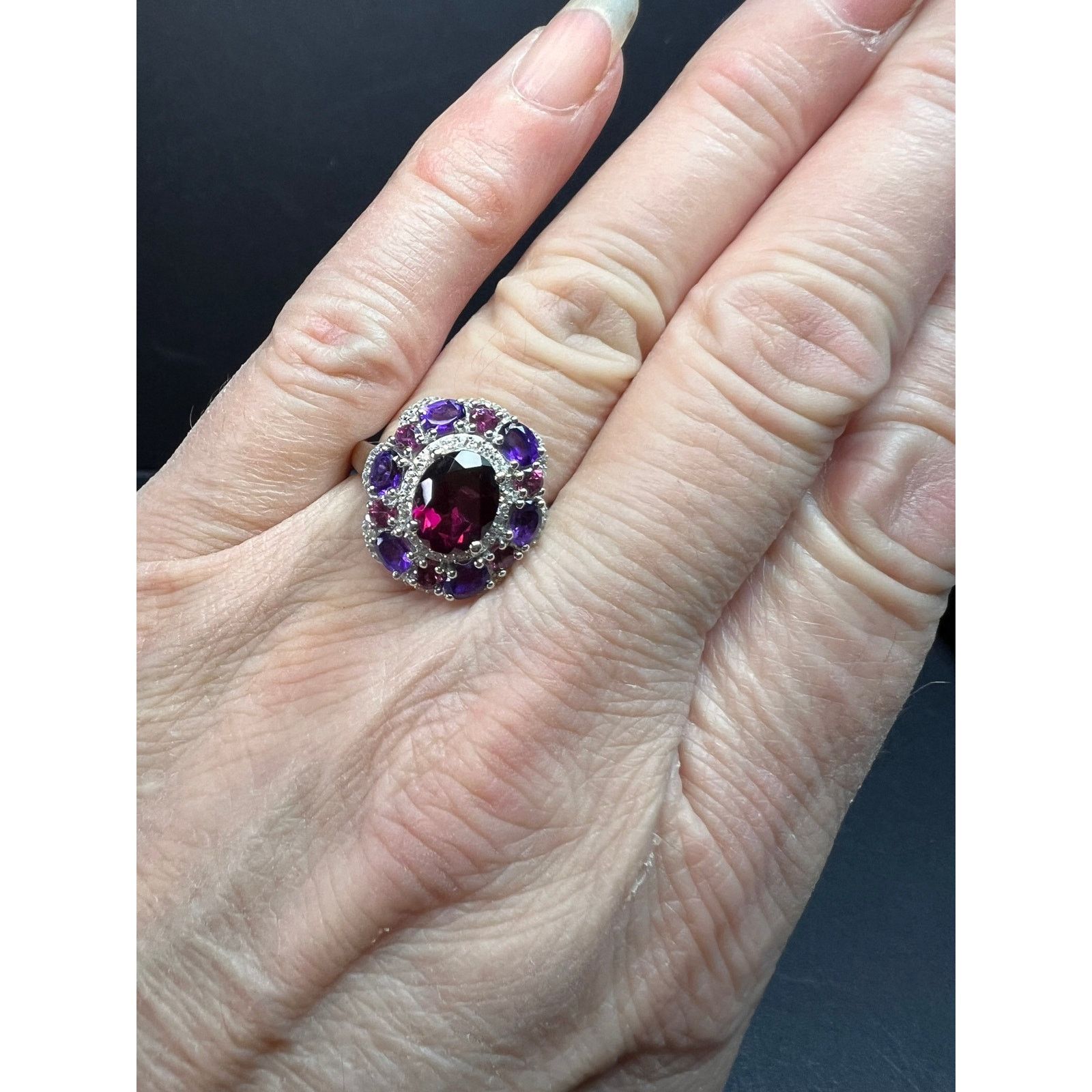 Other NEW rhodolite garnet and amethyst ring in 925 silver size 7 Size ONE SIZE - 5 Thumbnail