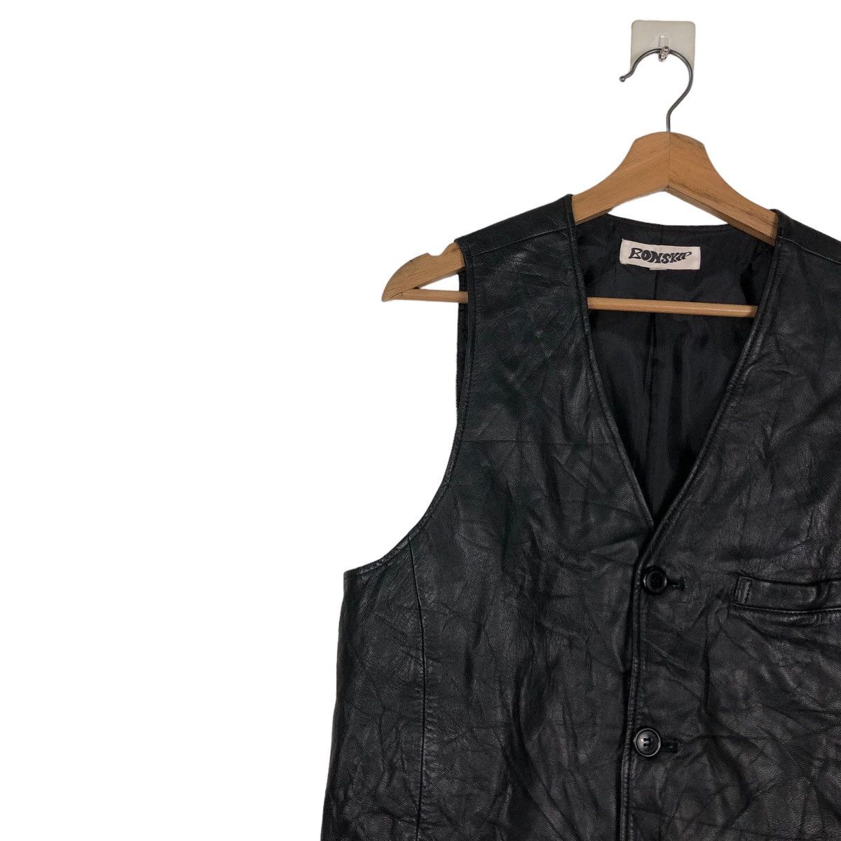 Japanese Brand 📌VINTAGE LEATHER TANK TOP VEST BIKER BONSKIP JAPAN Size US M / EU 48-50 / 2 - 10 Thumbnail
