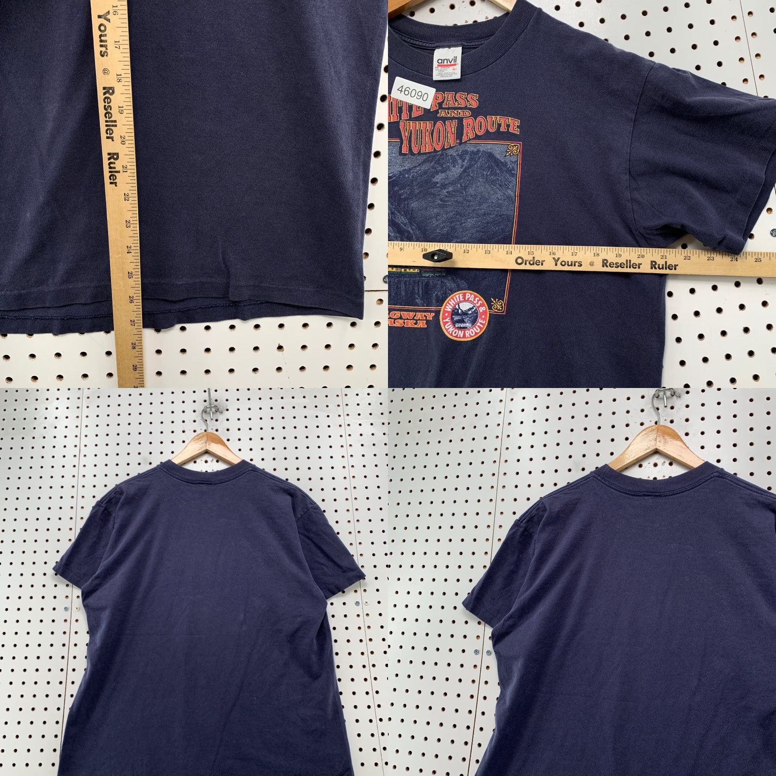 Anvil VINTAGE Skagway Alaska Shirt Men Large Blue White Pass Yukon Route T-Shirt 90s Nature Outdoor Men Size US L / EU 52-54 / 3 - 8 Thumbnail
