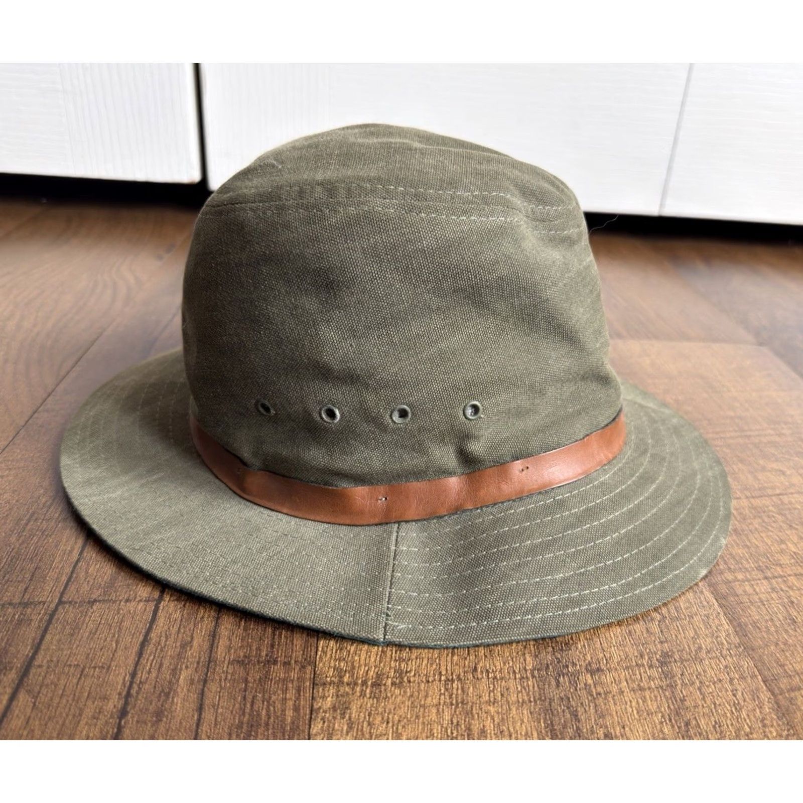 Vintage VINTAGE Quaker Marine Supply Bucket Hat Mens L Green Cotton Canvas USA Size ONE SIZE - 2 Thumbnail