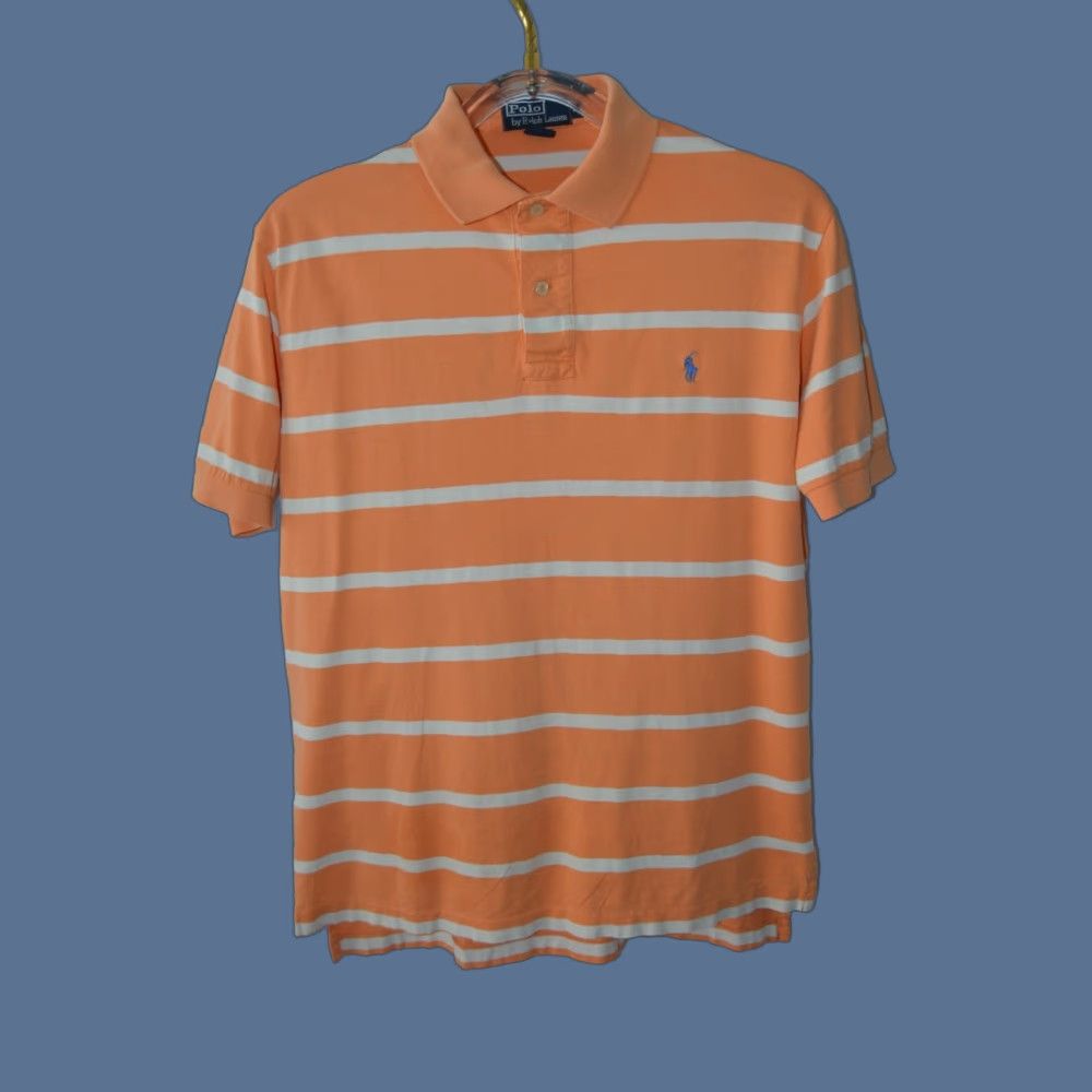 Polo Ralph Lauren VTG Polo Ralph Lauren Men's Polo Shirt SZ M Cotton Orange Stripe Polo Ralph Lauren Shirt M Orange Stripe Classic Polo Mens Size US M / EU 48-50 / 2 - 1 Thumbnail