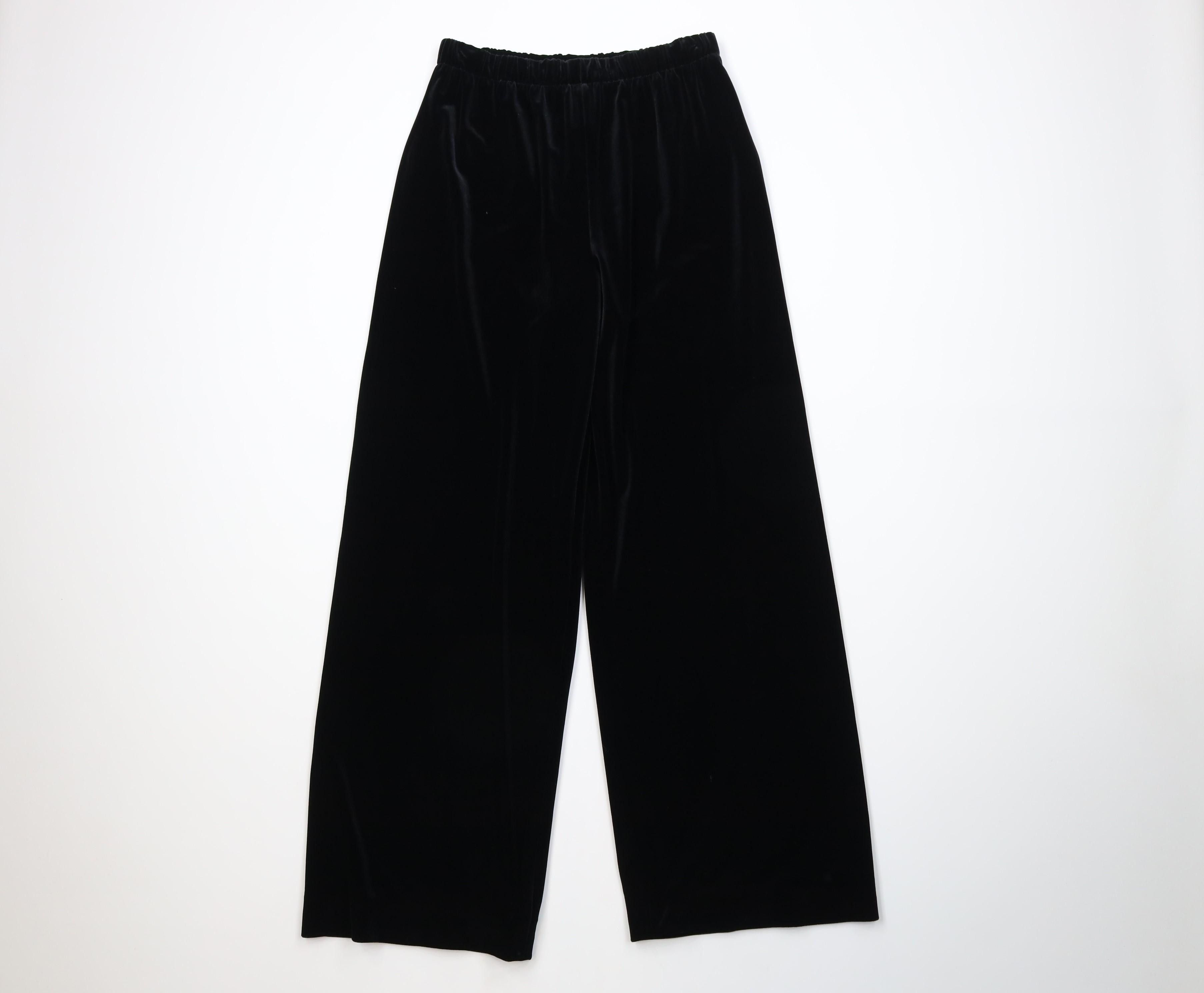Vintage Vintage 90s Babydoll Velvet Velour Wide Leg Pants Black Size 26" / US 2 / IT 38 - 1 Thumbnail