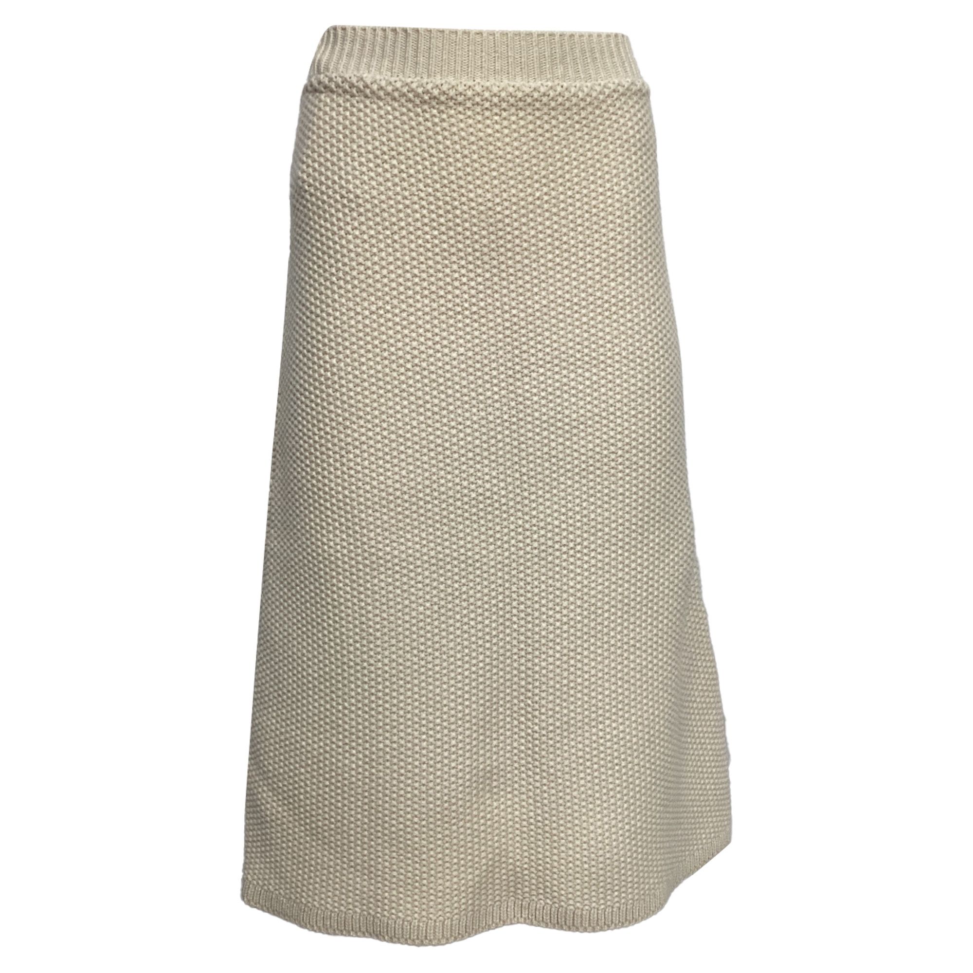 Chloe Chloé Midi Skirt In Ecru Recycled Cashmere Size 25" / US 0 / IT 36 - 1 Thumbnail