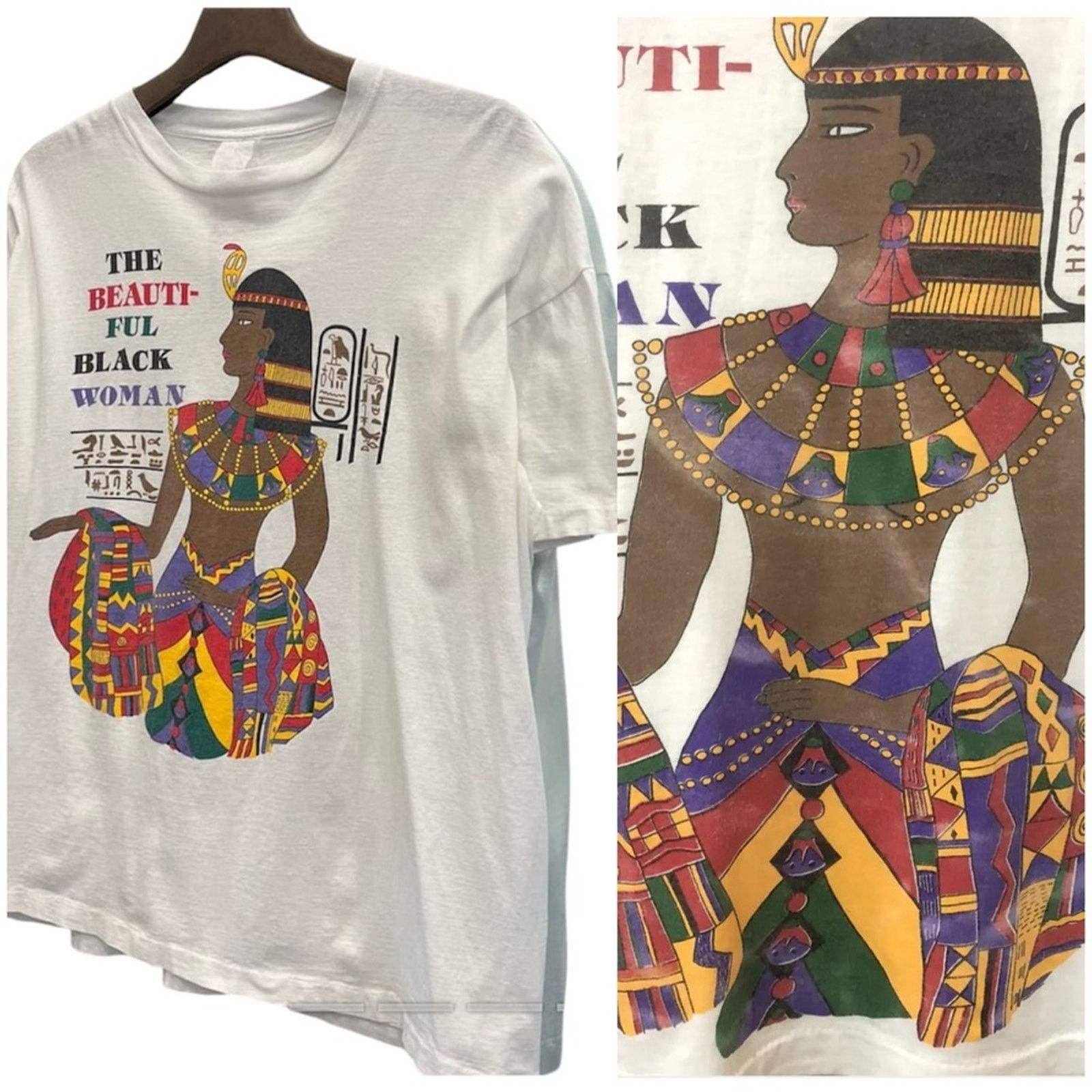 Vintage Rare 90s Vintage Beautiful Black Woman Nefertiti Graphic Tee Size M / US 6-8 / IT 42-44 - 1 Thumbnail