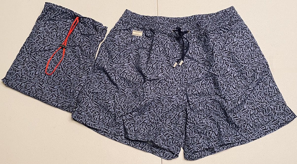 Brioni Brioni 🇮🇹 Blues Logo Script SeaMaster Resort Swim Trunk S NWT Size US 32 / EU 48 - 1 Thumbnail
