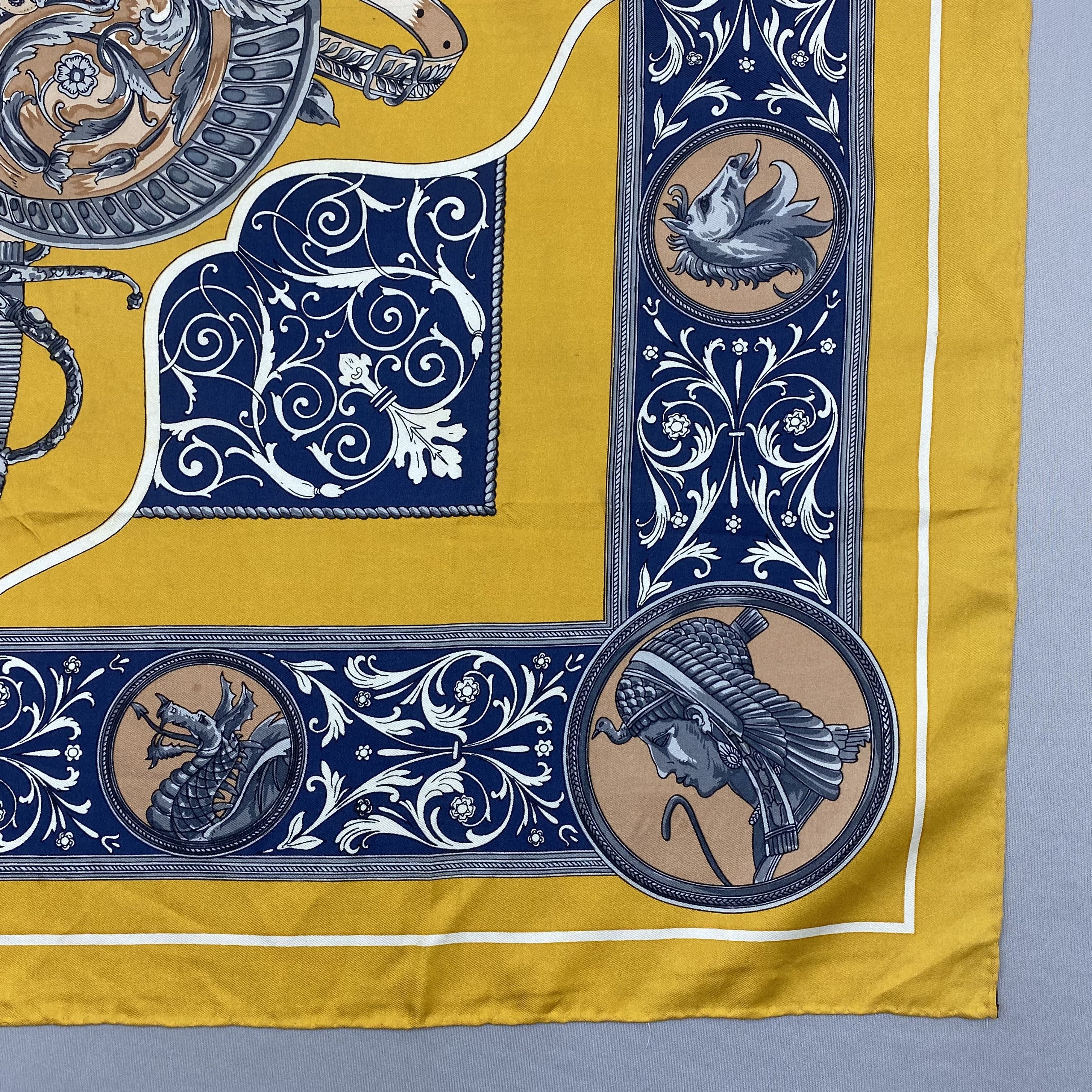 Japanese Brand Vintage Mythology SILK Scarf Twill Stole Wraps Scarves Size ONE SIZE - 5 Thumbnail