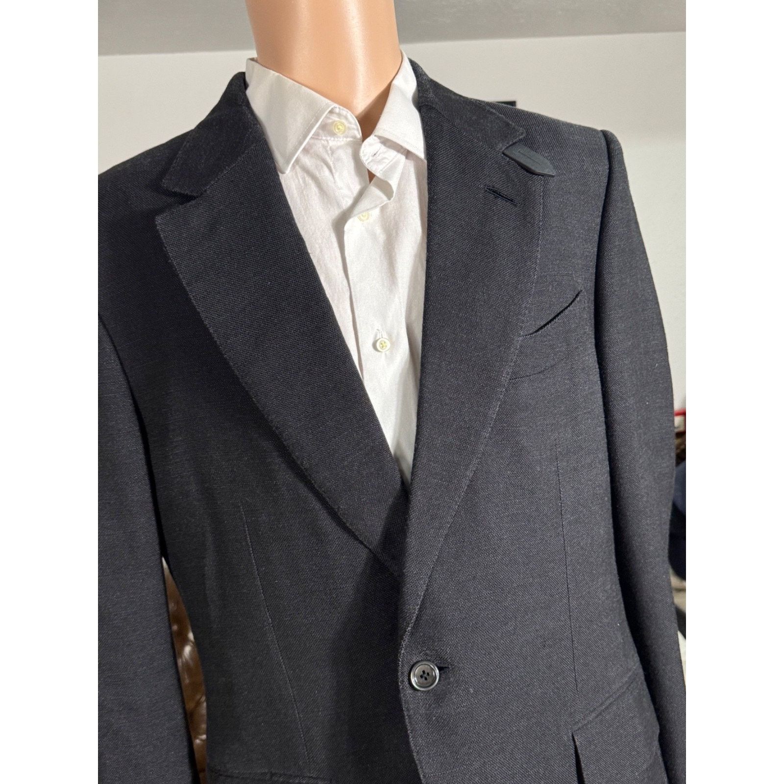 Tom Ford Tom Ford Atticus Silk Leather Black Blazer Storm Collar 44R Size 44R - 7 Thumbnail