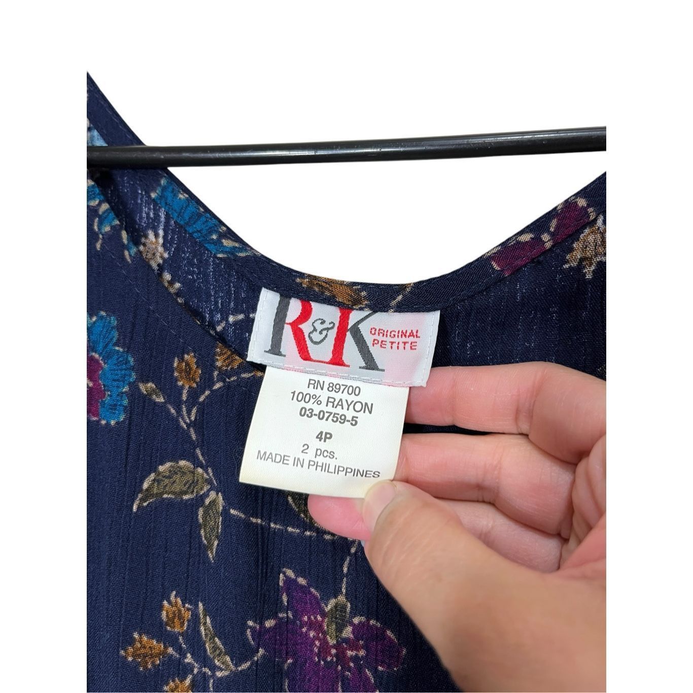 Other Vintage R&K 90s Blue Floral Print Maxi Dress Size 4P Size S / US 4 / IT 40 - 7 Thumbnail