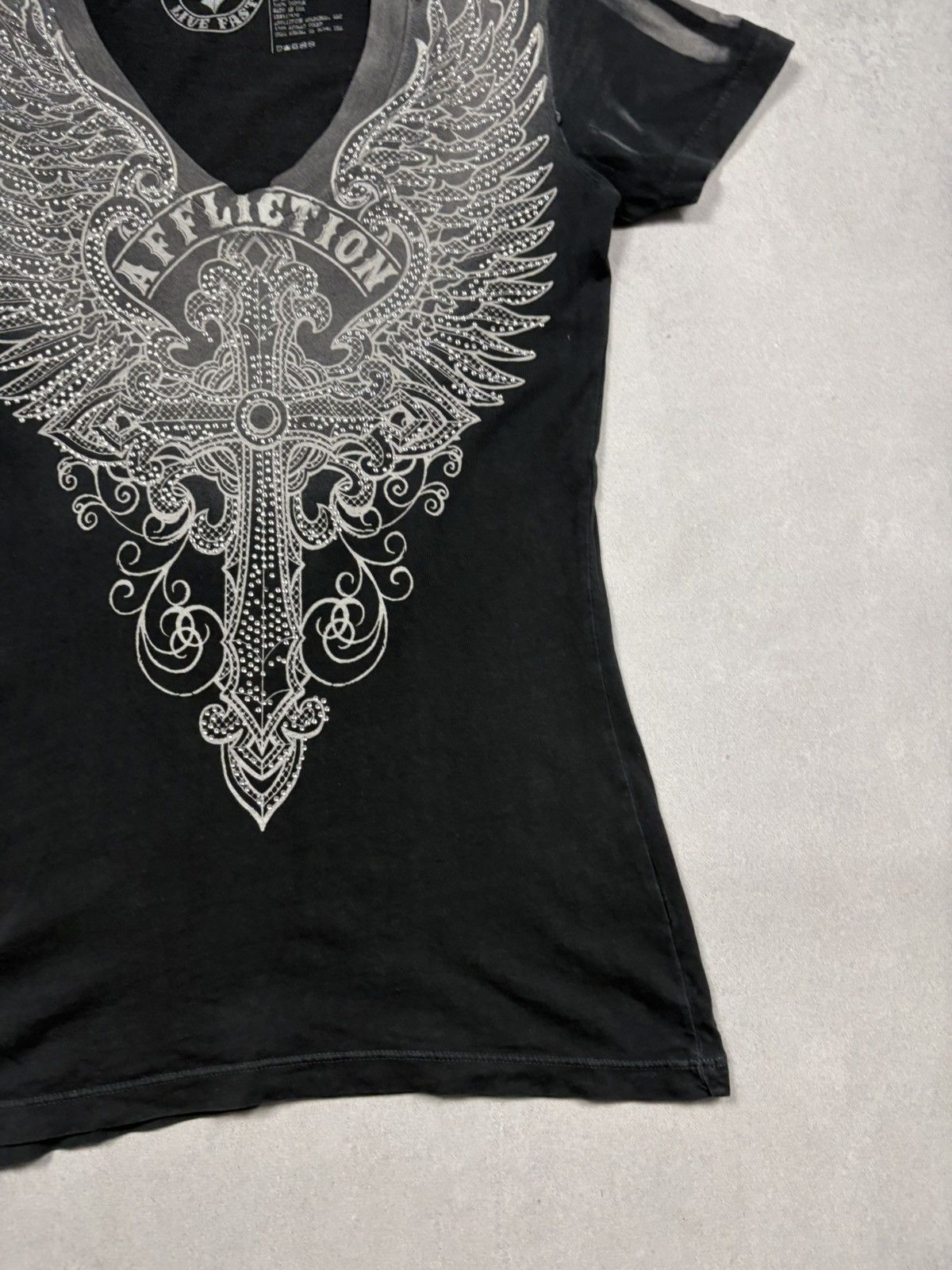 Affliction Affliction Live Fast Wings Cross Tee Rhinestone Graphic USA Size S / US 4 / IT 40 - 5 Thumbnail