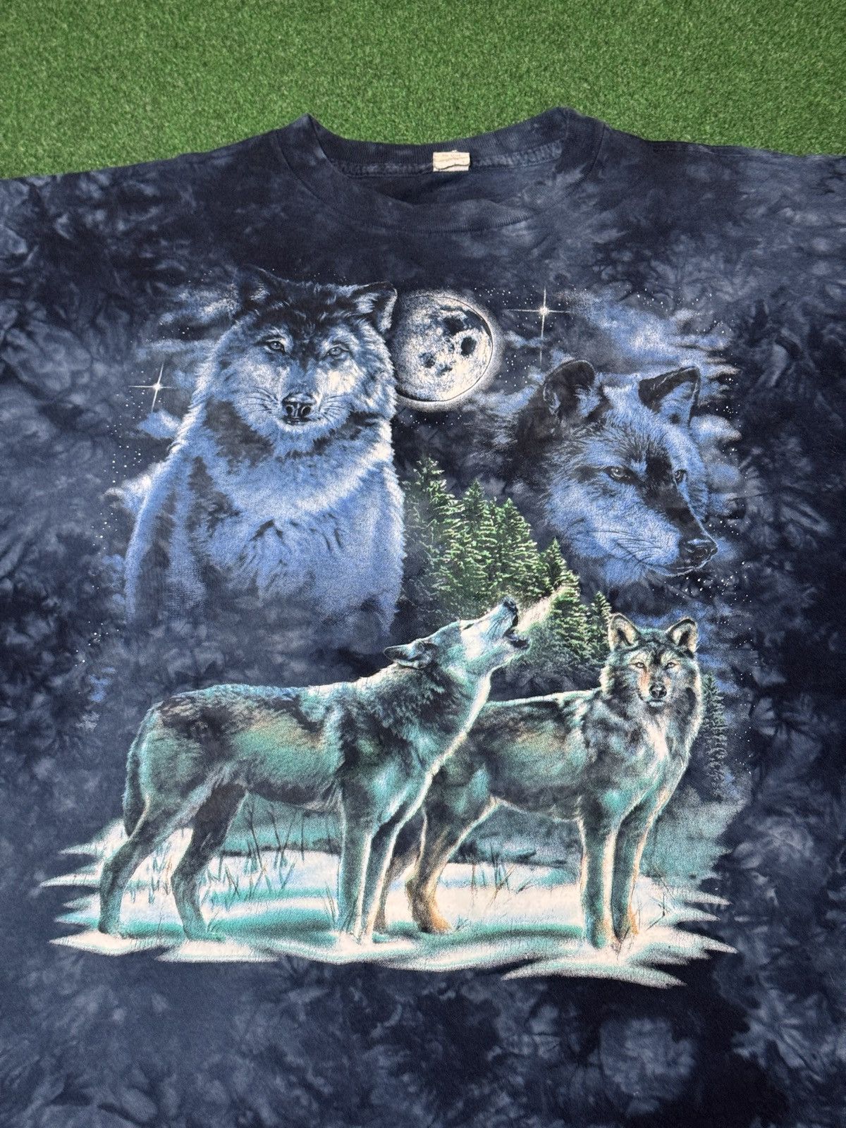 Vintage Wolf Tie Dye Nature Animal Print XL Boxy 26x29 90s T Shirt Size US XL / EU 56 / 4 - 2 Thumbnail
