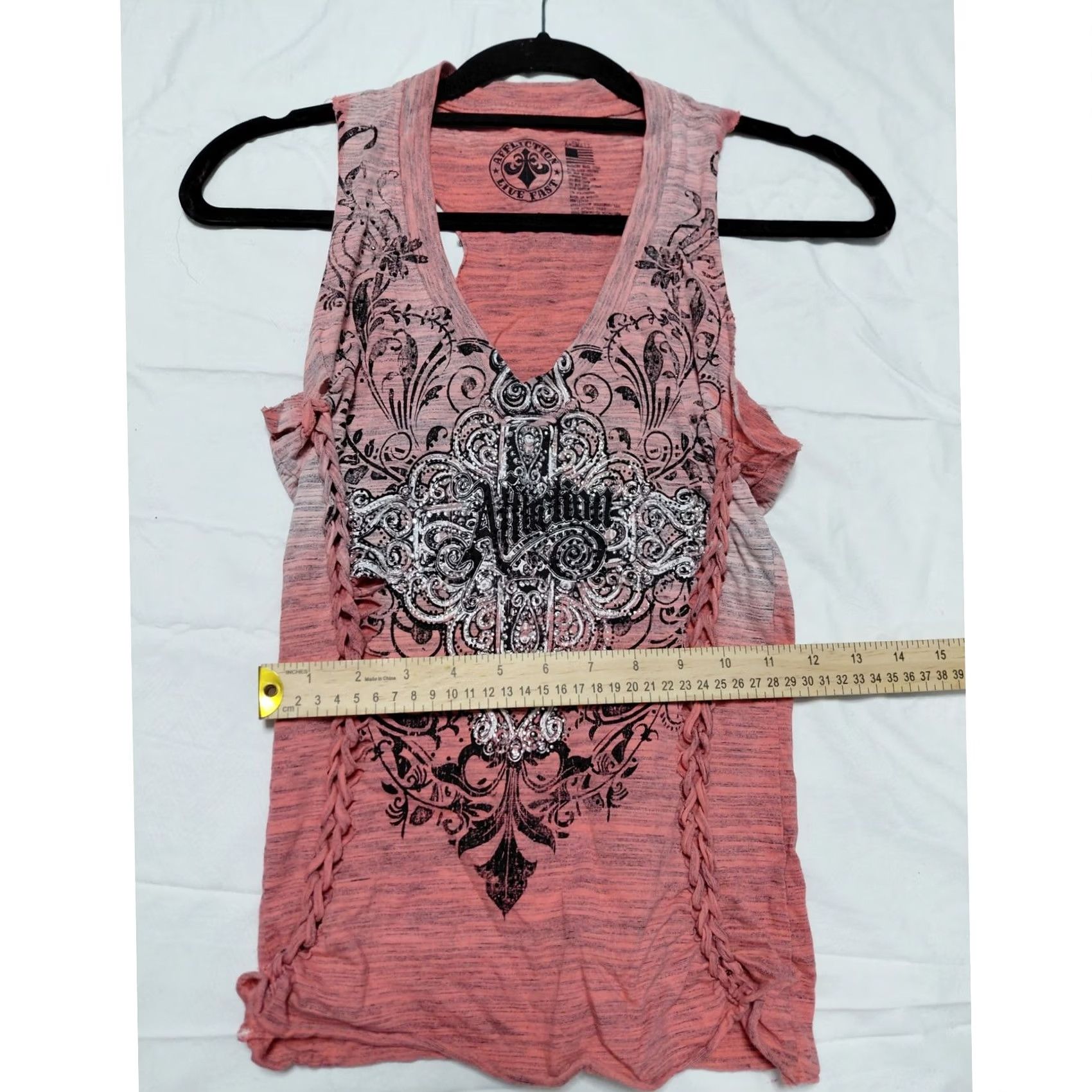 Affliction Affliction Pink Graphic Print Knit Sleeveless Tank Top Women Size XS Size XS / US 0-2 / IT 36-38 - 6 Thumbnail