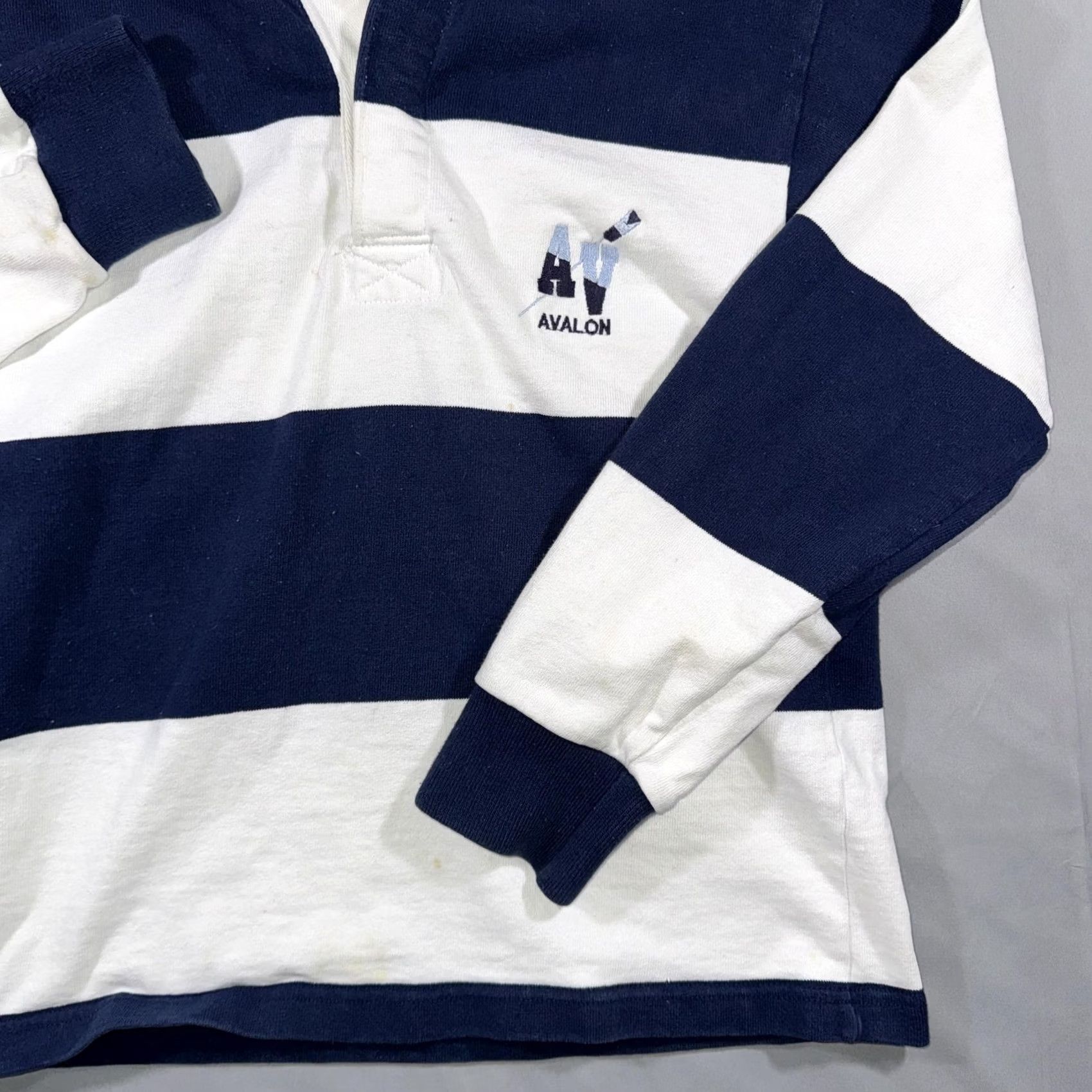 Barbarian Barbarian Hoodie Mens XS Blue White Striped Rugby Jersey Avalon Logo Pullover Size US XS / EU 42 / 0 - 2 Thumbnail
