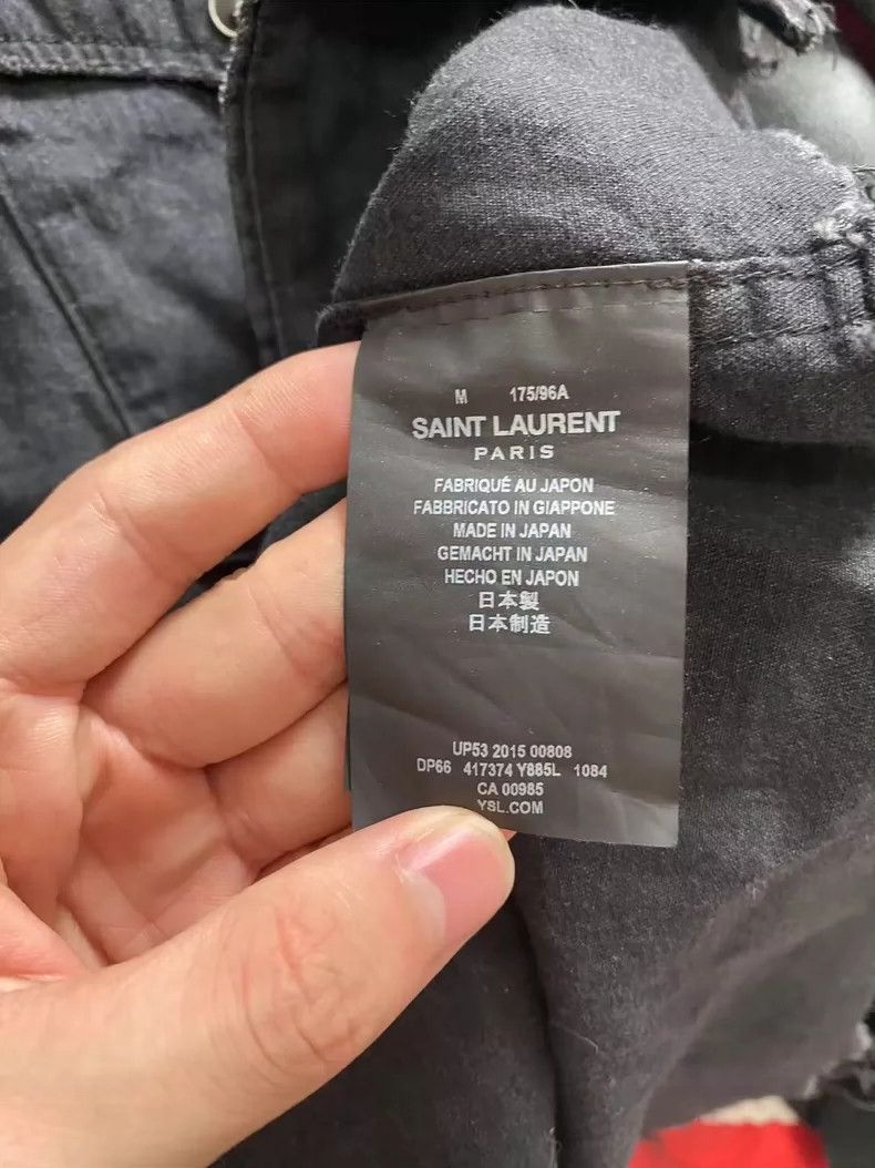 Saint Laurent Paris Saint Laurent Paris16SS Cat's Eye Fringed Destruction Shir Size US M / EU 48-50 / 2 - 4 Thumbnail