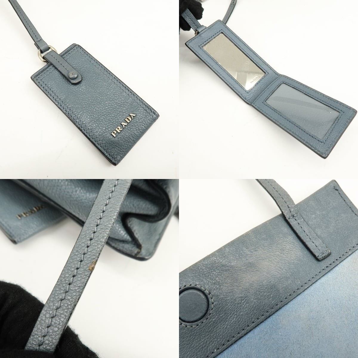 Prada Prada Etiquette Studded Calfskin Shoulder Bag Gray Size ONE SIZE - 6 Thumbnail