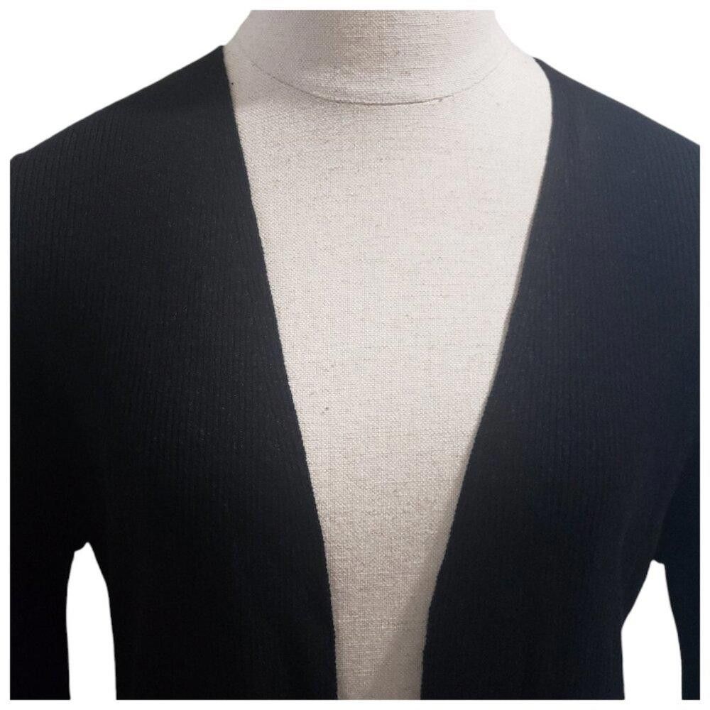 Chicos CT1939 Chicos Black Ribbed Open Long Sleeve Shrug M Size M / US 6-8 / IT 42-44 - 2 Thumbnail