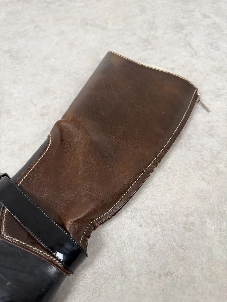Dolce & Gabbana 2000s Dolce & Gabbana Brown & Black Ankle Leather Boots Size US 7 / IT 37 - 5 Thumbnail