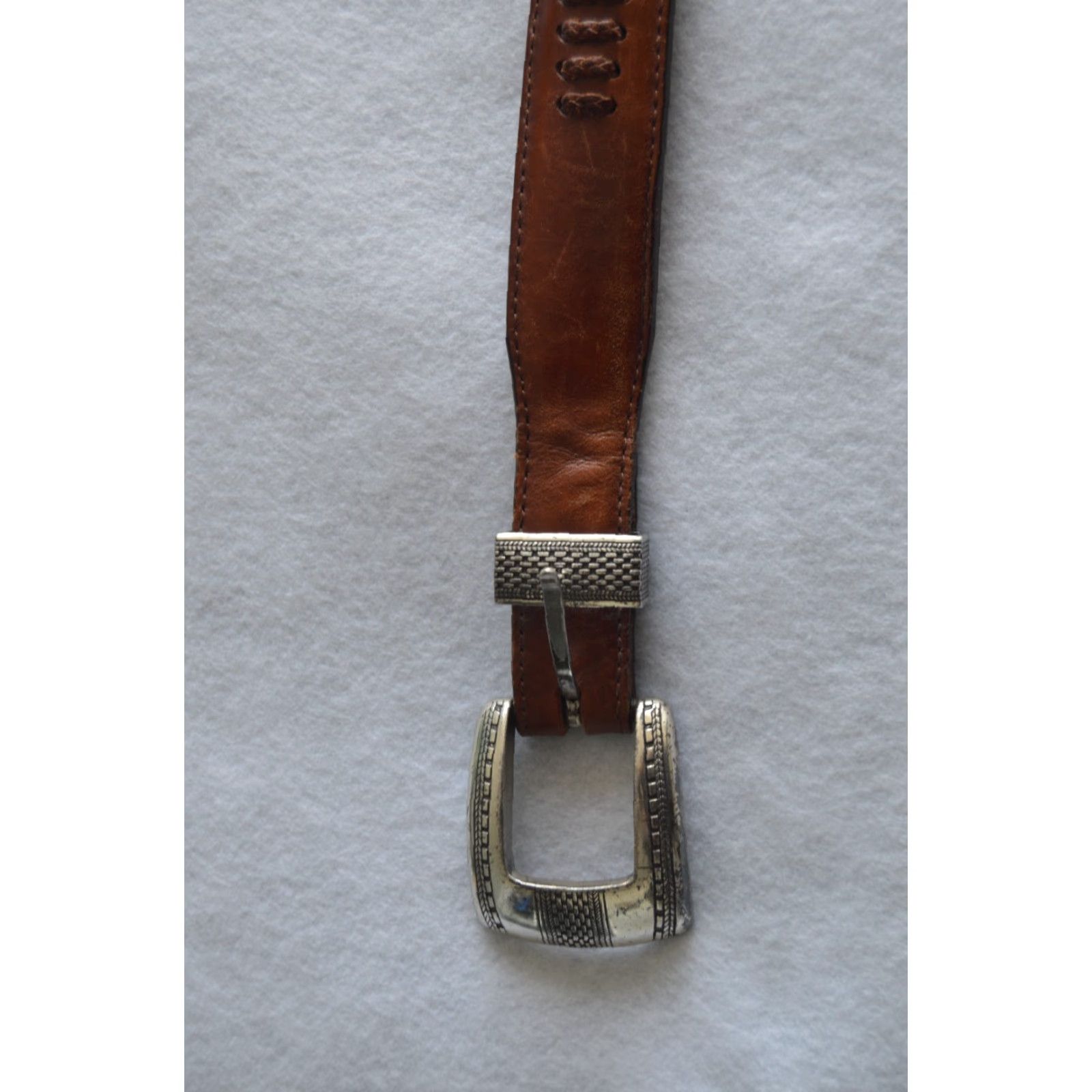 Vintage Vintage Onyx by Brighton Belt Brown Leather Size 42 Men's Dress Buckle Adjustable Western Belt Size 42 - 2 Thumbnail