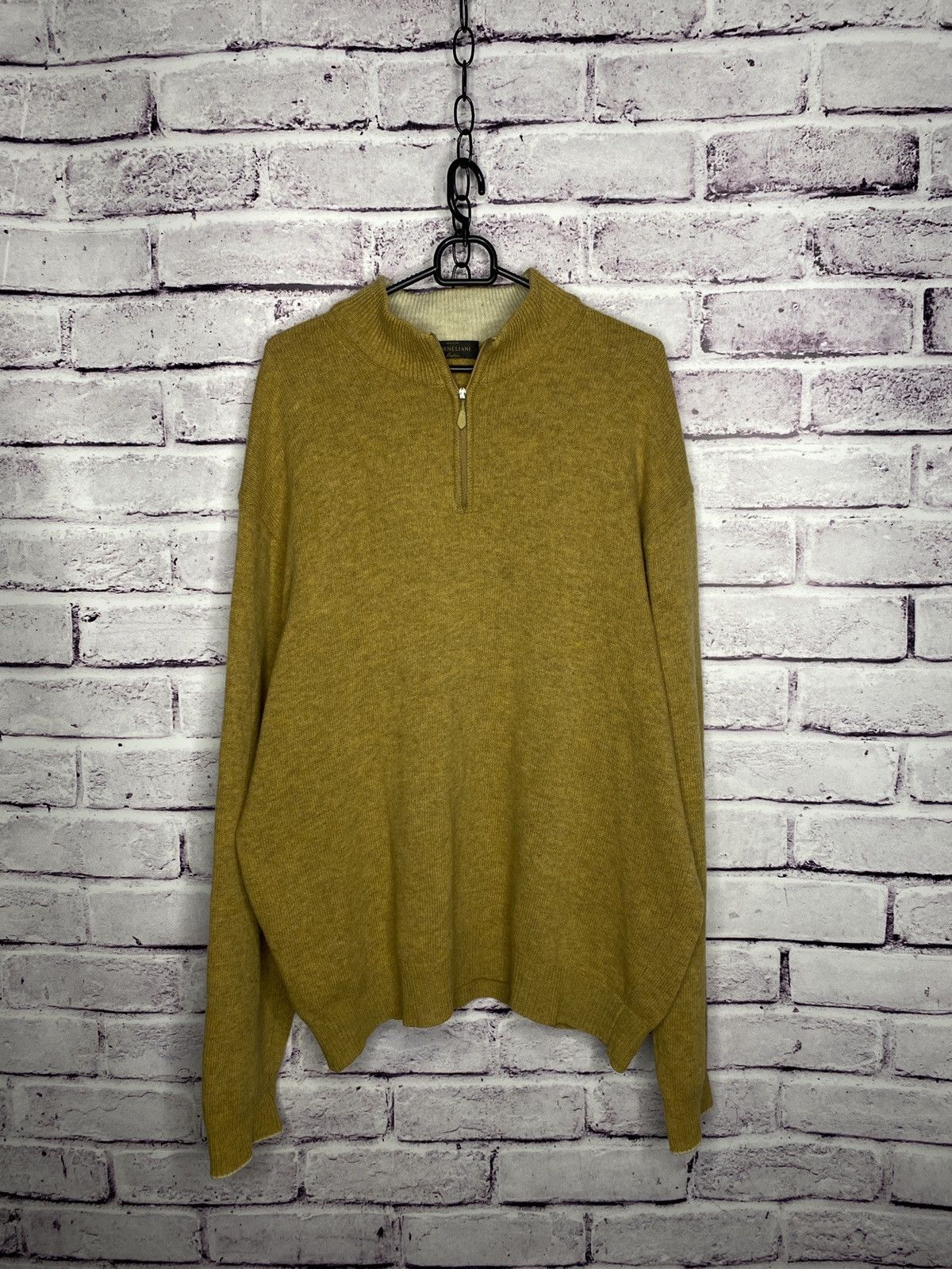 Men's Vintage Sweater CORNELIANI Half-Zip Wool Size 56