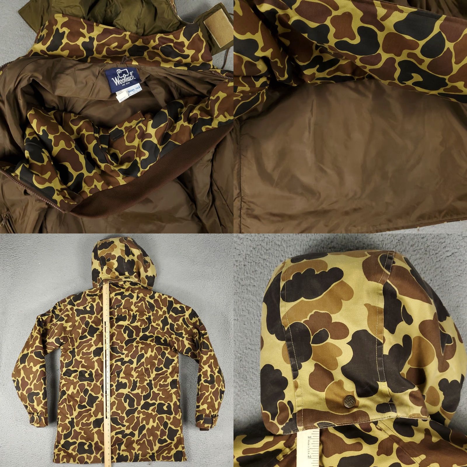 Vintage VINTAGE Woolrich Jacket Mens Small Tan Camo Gore-Tex Hooded Parka Made USA 90s Size US S / EU 44-46 / 1 - 8 Thumbnail