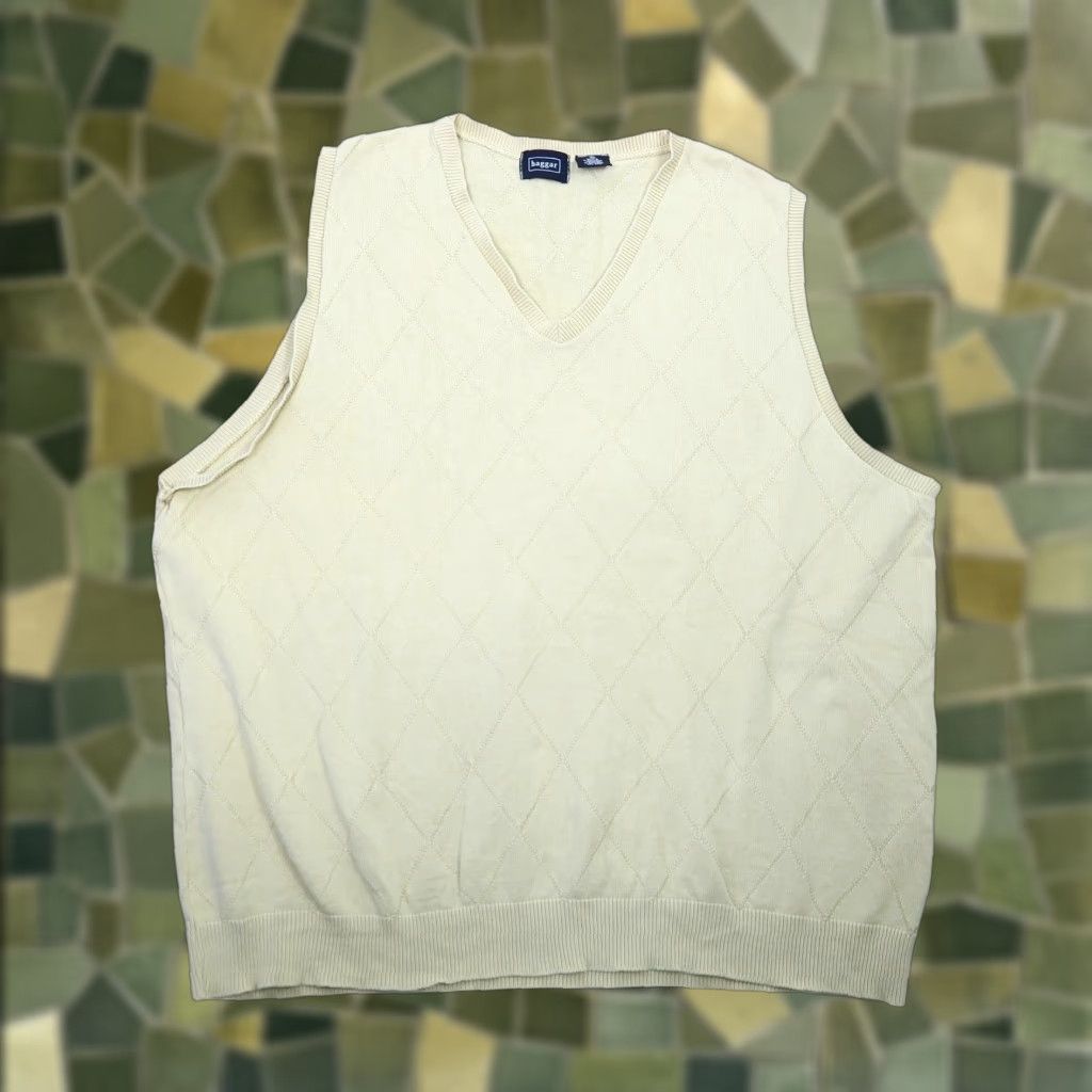 Haggar VINTAGE Haggar 90s Diamond Cotton Sweater Vest Mens XL V-Neck Sleeveless Yellow Size US XL / EU 56 / 4 - 1 Thumbnail