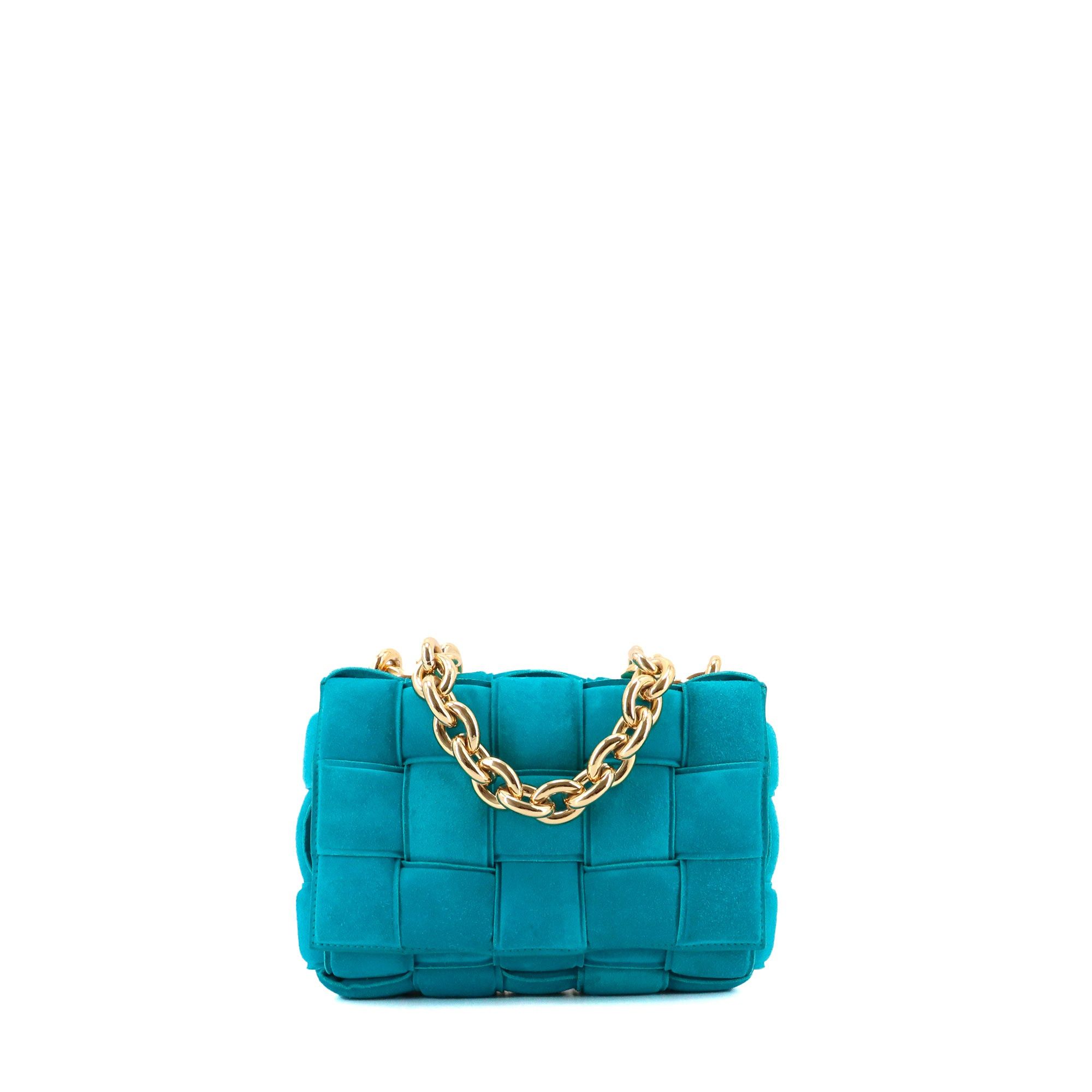 Bottega Veneta BOTTEGA VENETA - Bottega Veneta Chain Cassette shoulder bag in turquoise blue suede Size ONE SIZE - 1 Thumbnail