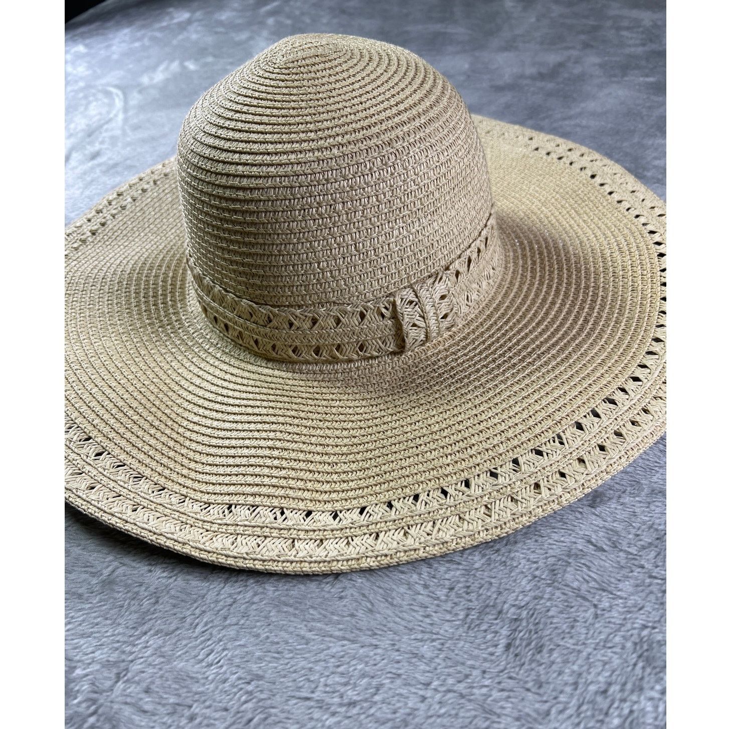 Other Coastal Chic Beige Woven Sun Hat Wide Brim 7 Quiet Luxury Size ONE SIZE - 2 Thumbnail