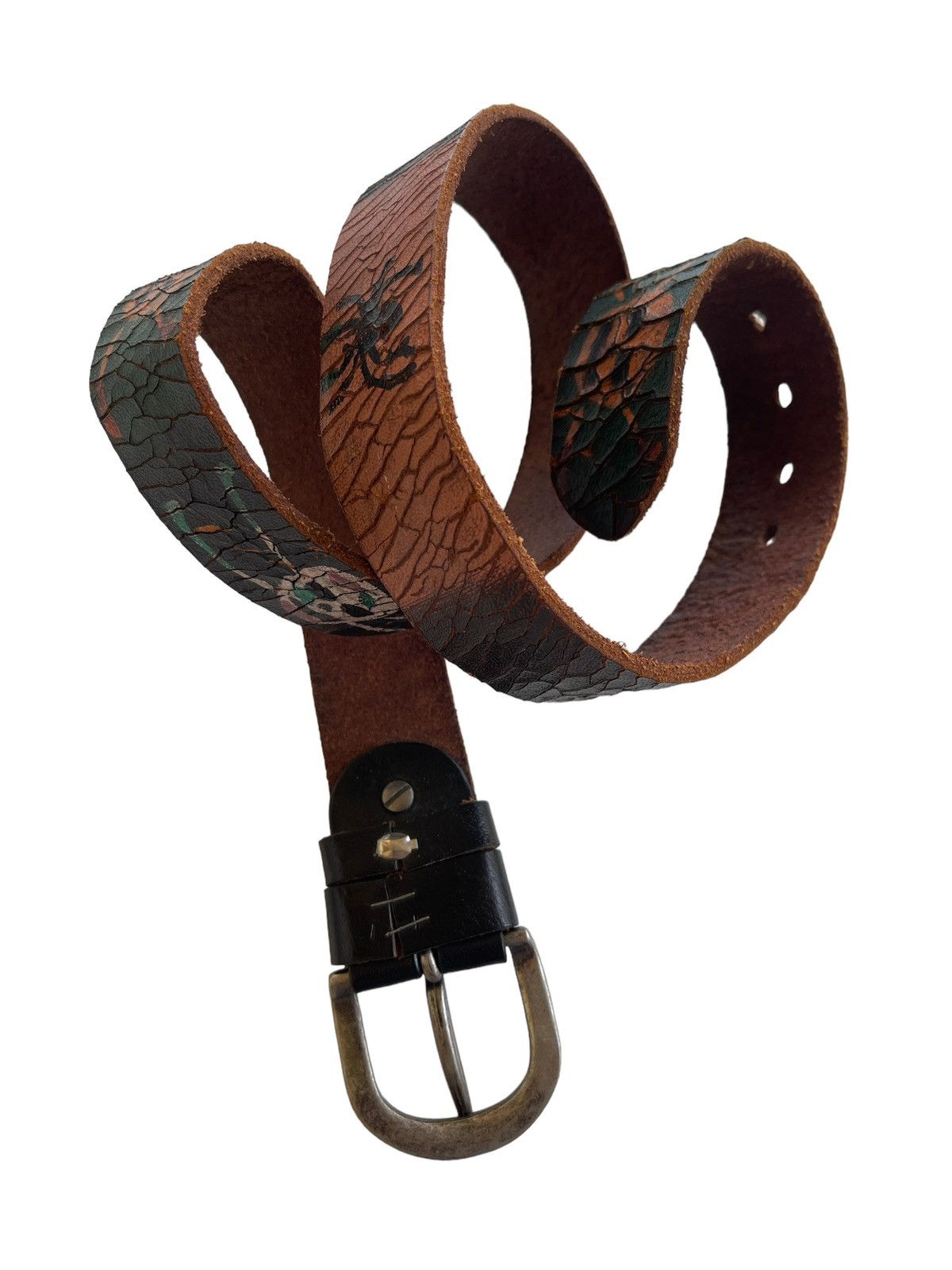 Vintage Vintage Leather Belt Skulls Printed Size 30 - 10 Thumbnail