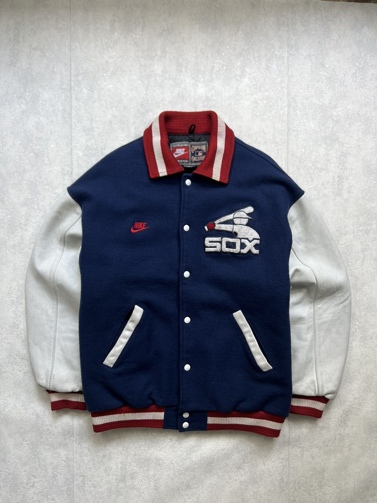 Nike 00’s NIKE SOX EXTREMLY RARE VARSITY HEAVY BOMBER JACKET Size US L / EU 52-54 / 3 - 1 Thumbnail