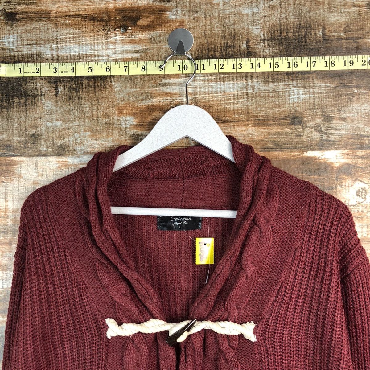 Japanese Brand Geleone original made Maroon Cardigan Knitwear #A1256 Size US L / EU 52-54 / 3 - 4 Thumbnail