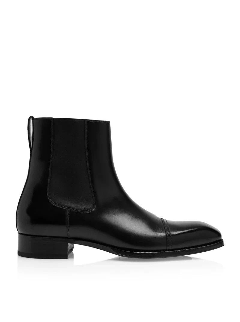 TOM FORD Elkan Black Leather Chelsea Boots New