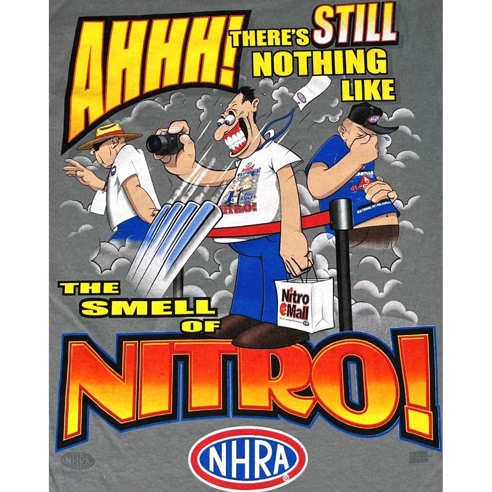 Anvil VINTAGE NHRA T-Shirt Anvil Short Sleeve Gray 90s Nitro! Double-Sided Size S Mens Size US S / EU 44-46 / 1 - 3 Thumbnail