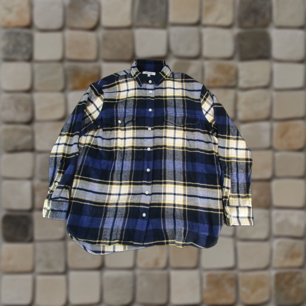 Vintage VINTAGE Madewell Flannel Shirt Womens Small Blue Yellow Plaid Cotton Button-Up Long Sleeve Size S / US 4 / IT 40 - 1 Thumbnail