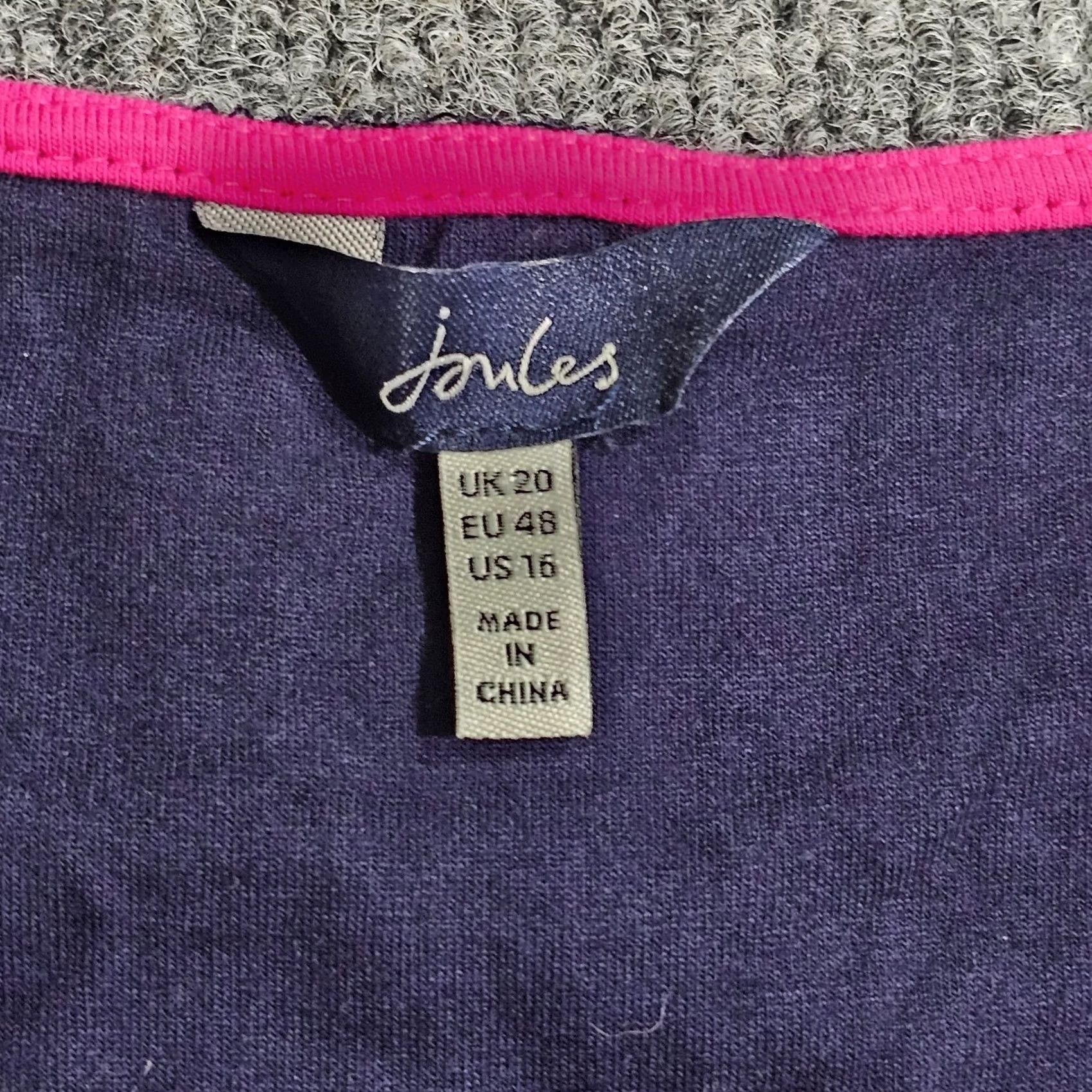 Vintage Joules Dress Womens 16 Blue Pink Floral 3/4 Sleeve A-Line Casual Career Knit V-Neck Vintage: No Size XXL / US 16-18 / IT 52-54 - 3 Thumbnail
