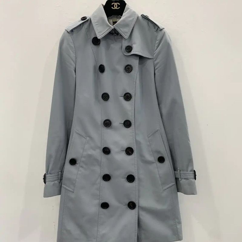 Burberry M Size Blue Cotton Women's Trench Coat