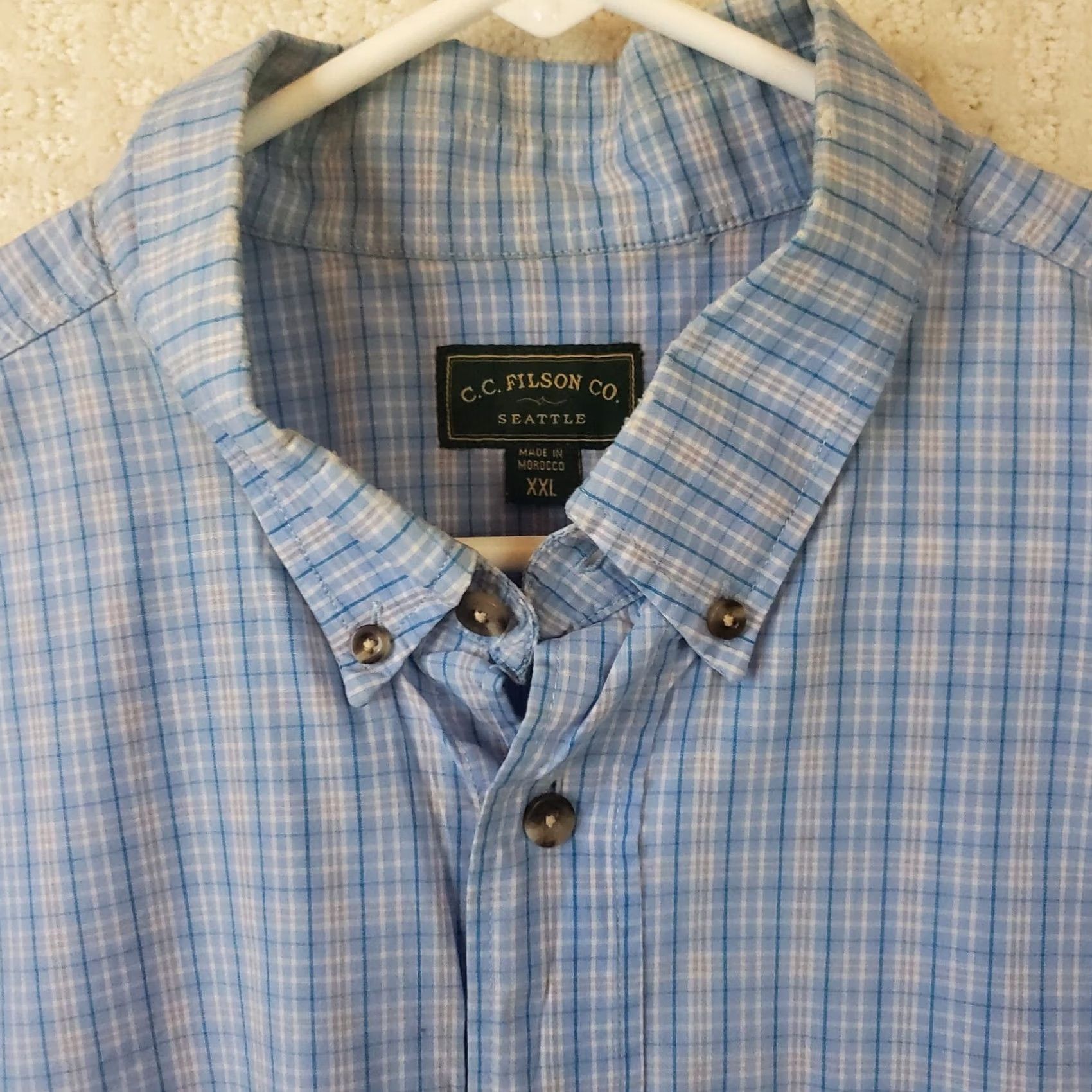 Filson Filson Men's XXL Button-Front Casual Shirt Blue Plaid Short Sleeve Size US XXL / EU 58 / 5 - 3 Thumbnail