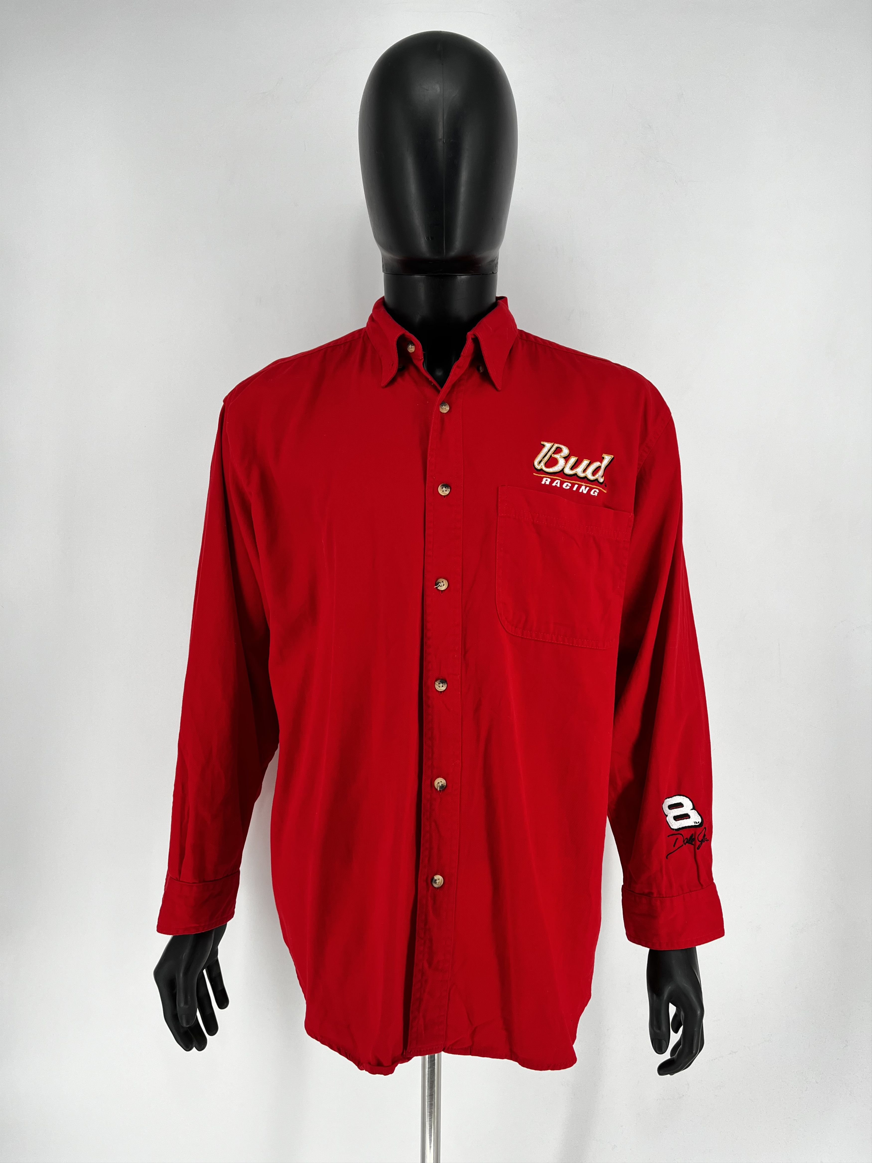 NASCAR Winners Circle Men’s Dale Jr. #8 Bud Racing Shirt Cotton Red Size US XL / EU 56 / 4 - 2 Thumbnail