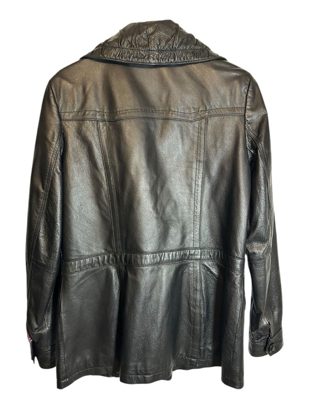 Danier DANIER Woman's Black Leather Jacket with Red Tapestry Size S / US 4 / IT 40 - 4 Thumbnail