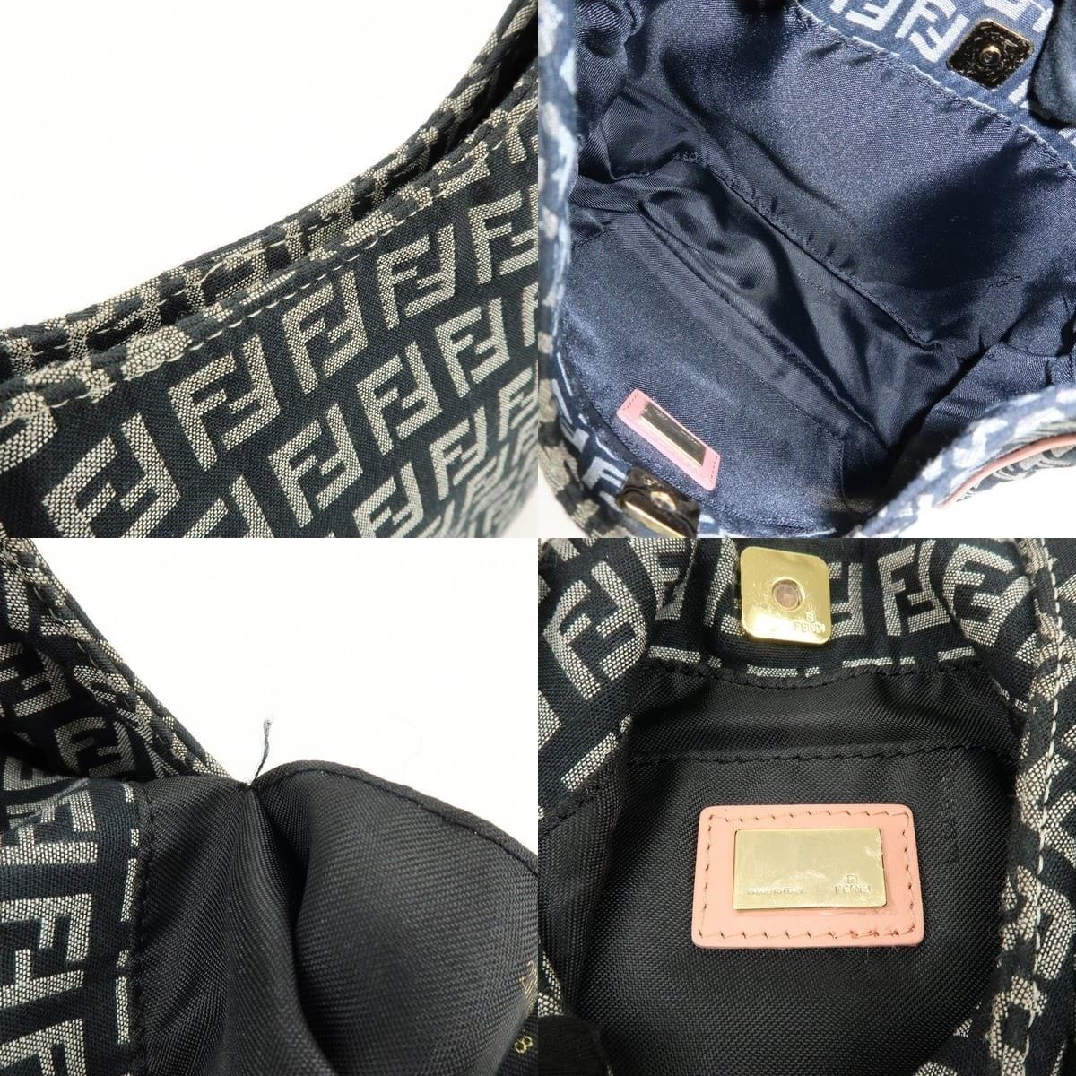 Fendi Fendi Zucchino Canvas & Leather Shoulder Bag Navy Size ONE SIZE - 7 Thumbnail