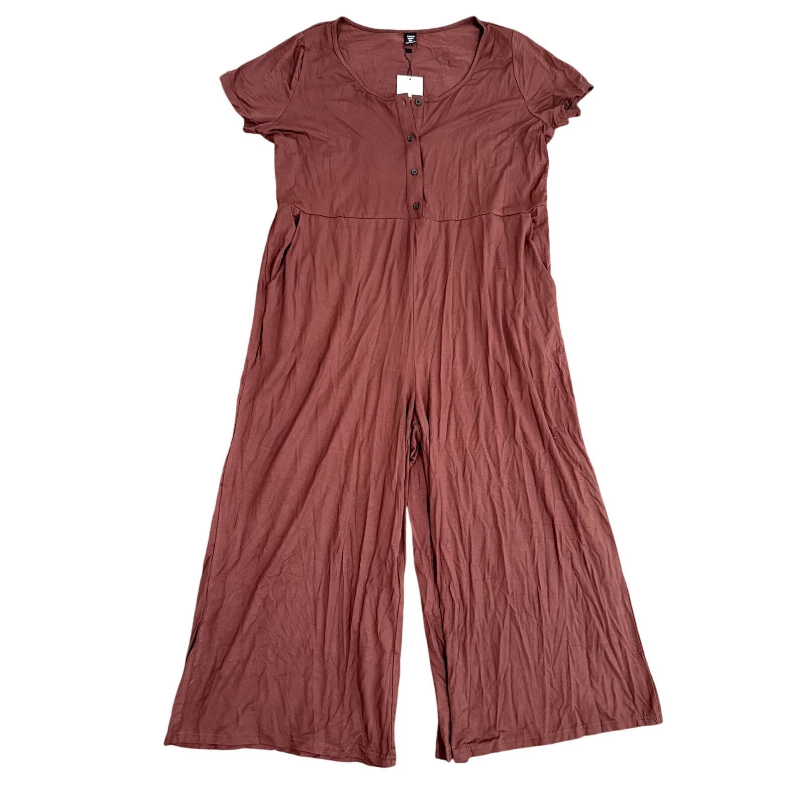Shein Women's Plus Short Sleeve Lightweight Cropped Jumpsuit, 1XL Size 42" / US 20 - 1 Thumbnail
