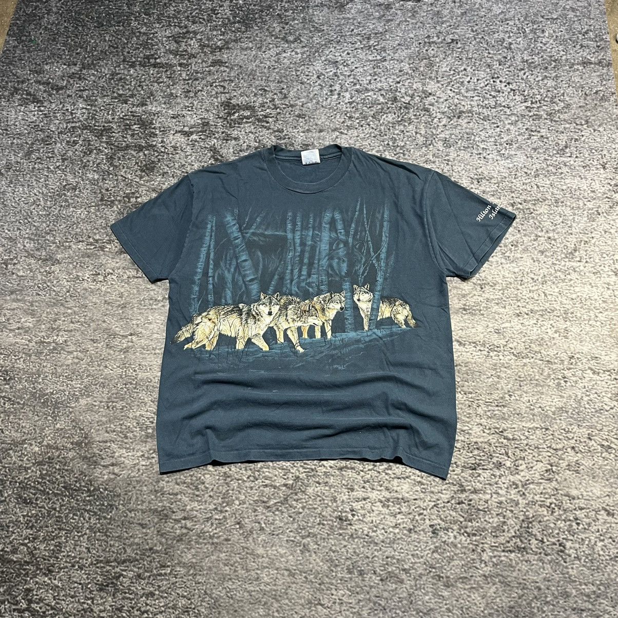 Vintage Vintage 90s Wolf Nature Animal Blue T Shirt Size XL Size US XL / EU 56 / 4 - 1 Thumbnail