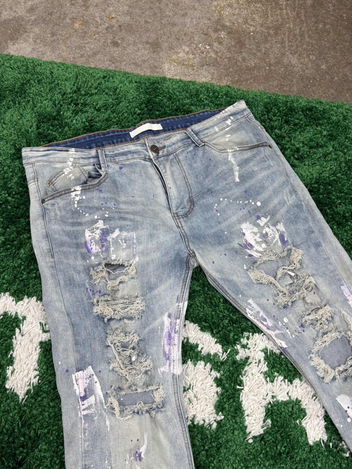 Vintage Kdnk 1141411 Jeans Stretch Purple Paint Distressed Denim 38 Size US 38 / EU 54 - 2 Thumbnail