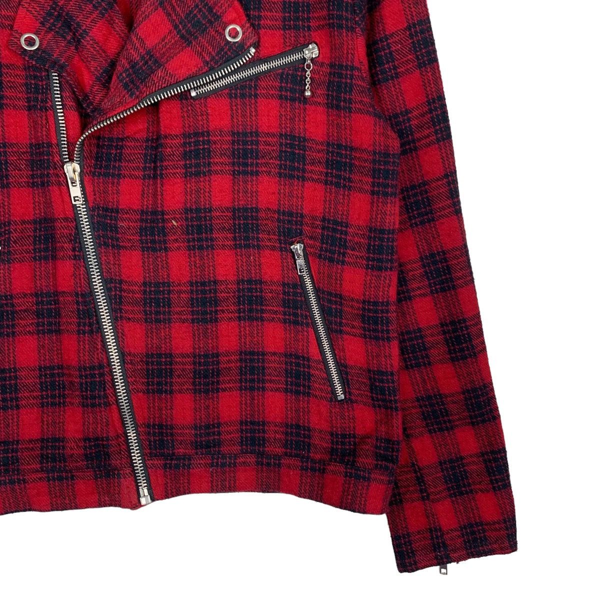 Japanese Brand SM SHADU Asymmetrical Zipper Double Collar Jacket #0937-C42 Size US M / EU 48-50 / 2 - 4 Thumbnail