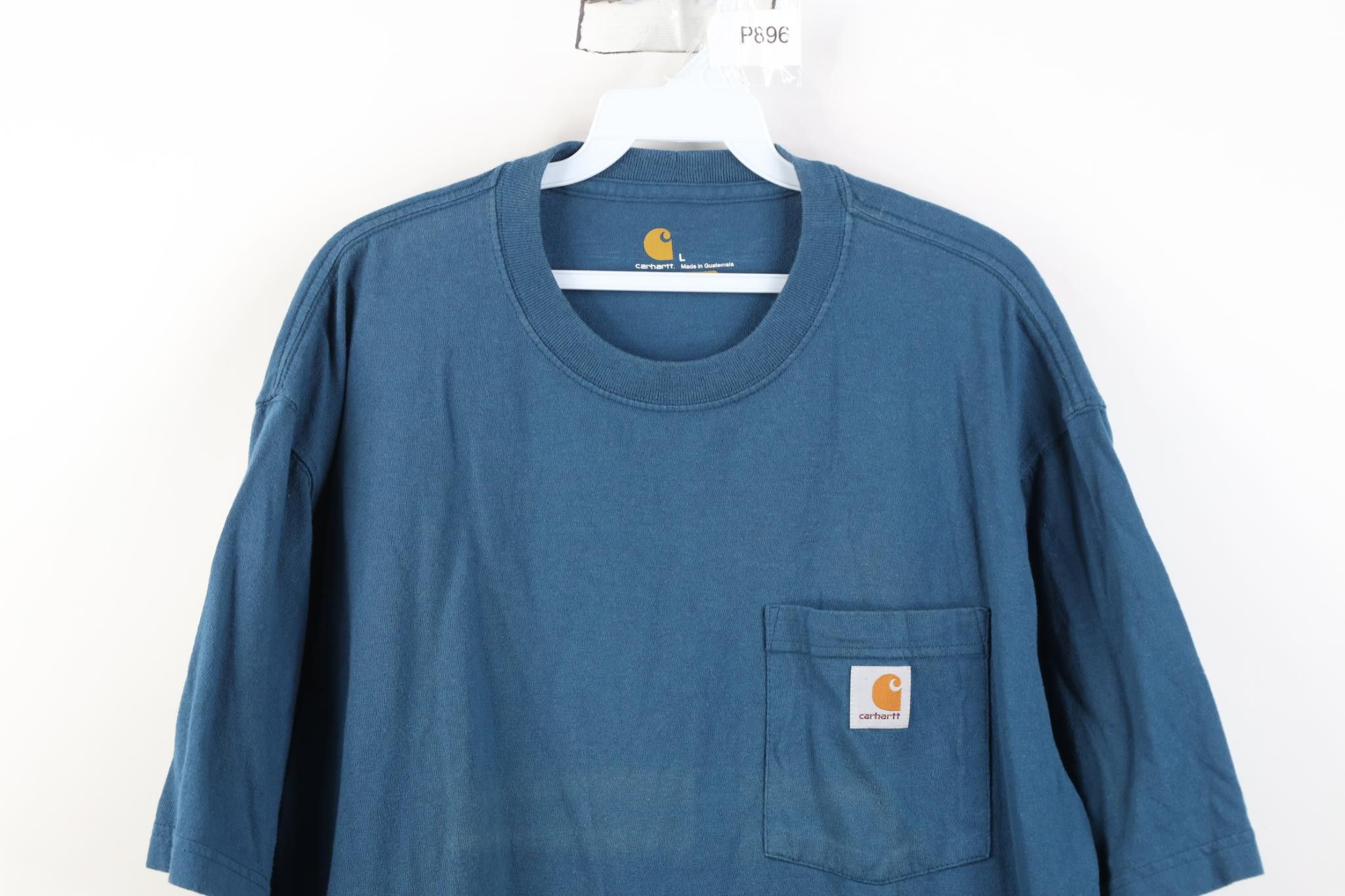 Carhartt Y2K Carhartt Spell Out Heavyweight Pocket T-Shirt Blue Size US L / EU 52-54 / 3 - 2 Thumbnail