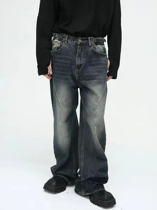 VIBE Retro dark blue washed distressed straight-leg jeans Size US 34 / EU 50 - 8 Thumbnail