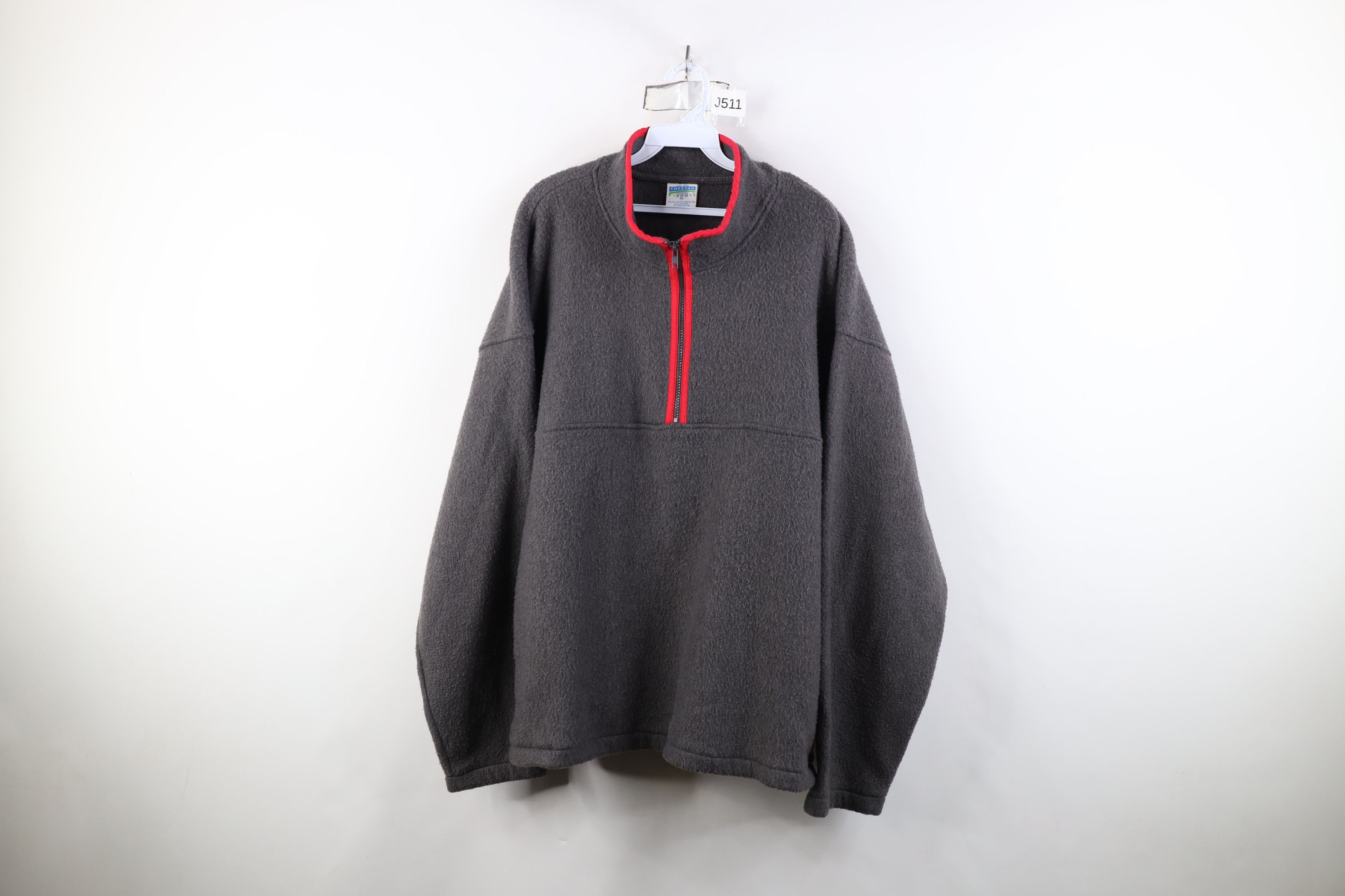 Vintage Vintage 90s Streetwear Half Zip Fleece Pullover Sweater Gray Size US XL / EU 56 / 4 - 1 Thumbnail