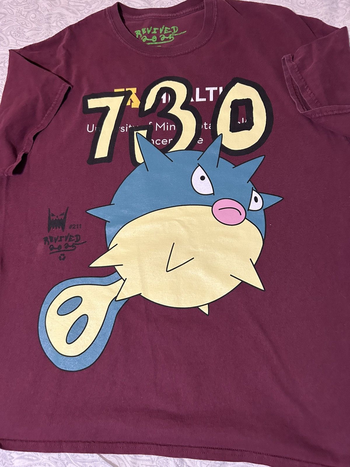 Asspizza Asspizza Gen 2 Pokemon Qwilfish Tee Shirt Burgandy XL Size US XL / EU 56 / 4 - 1 Thumbnail