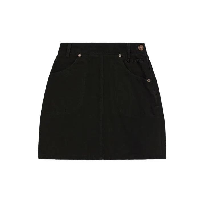 Kenzo KENZO Black Denim Button-Up Skirt for Women -2507 Size 35" - 2 Thumbnail