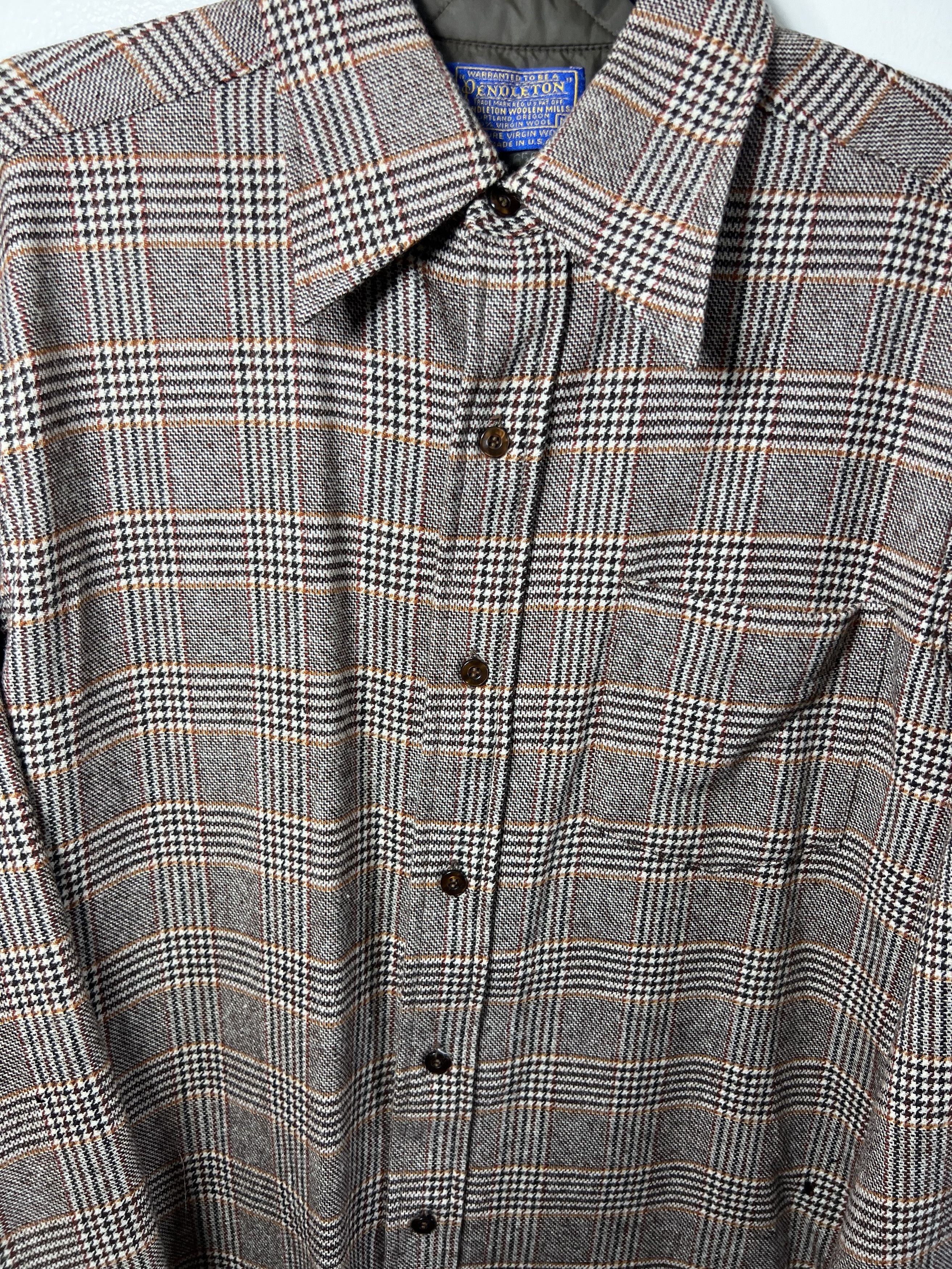 Pendleton × Vintage Vintage 1960's-1970's Pendleton Brown Plaid Shirt Size US M / EU 48-50 / 2 - 2 Thumbnail