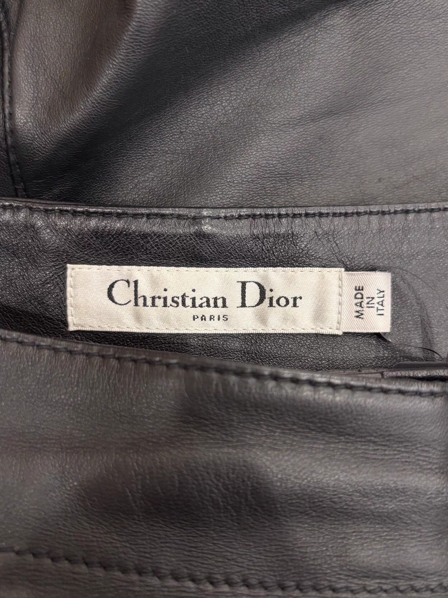 Dior Dior gold CD buckle women's black leather skirt Size 26" / US 2 / IT 38 - 5 Thumbnail