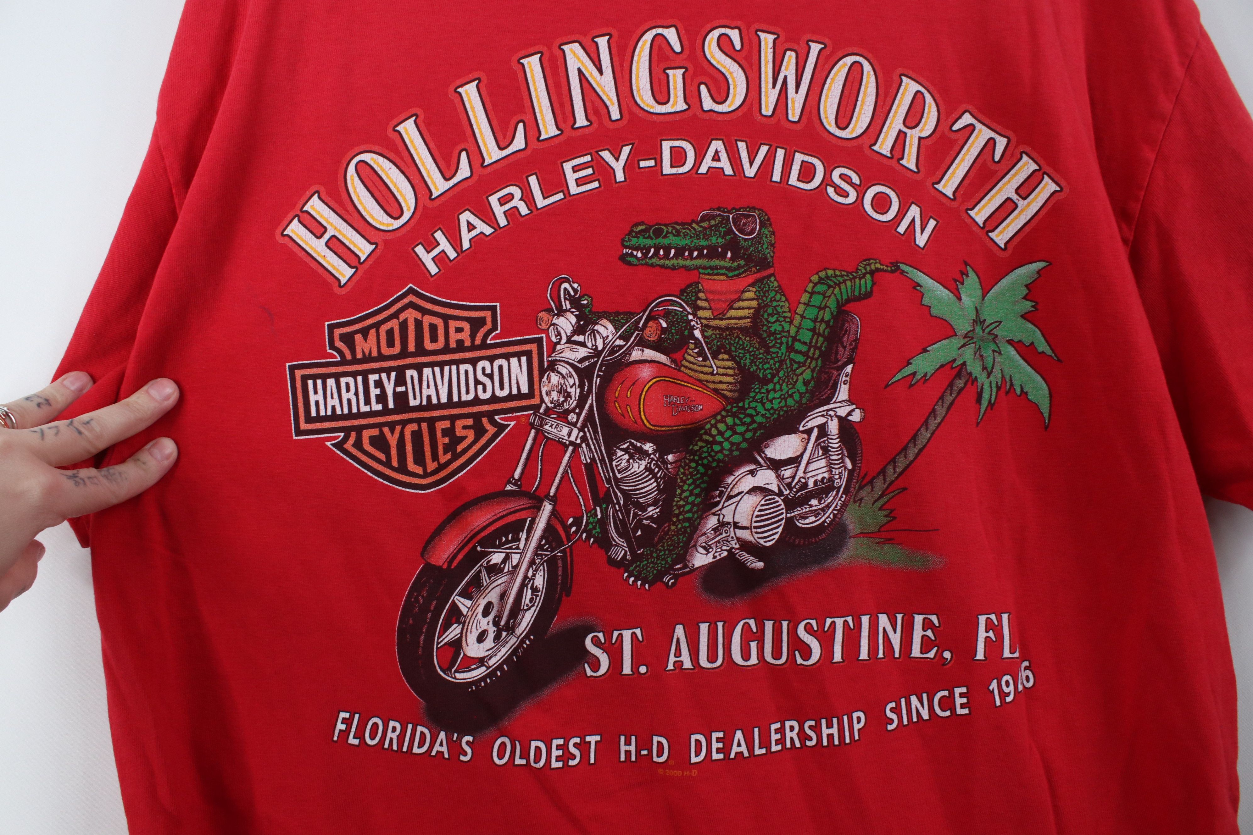 Harley Davidson Vintage Y2K 2005 Harley Davidson Alligator T-Shirt Red USA Size US L / EU 52-54 / 3 - 13 Thumbnail